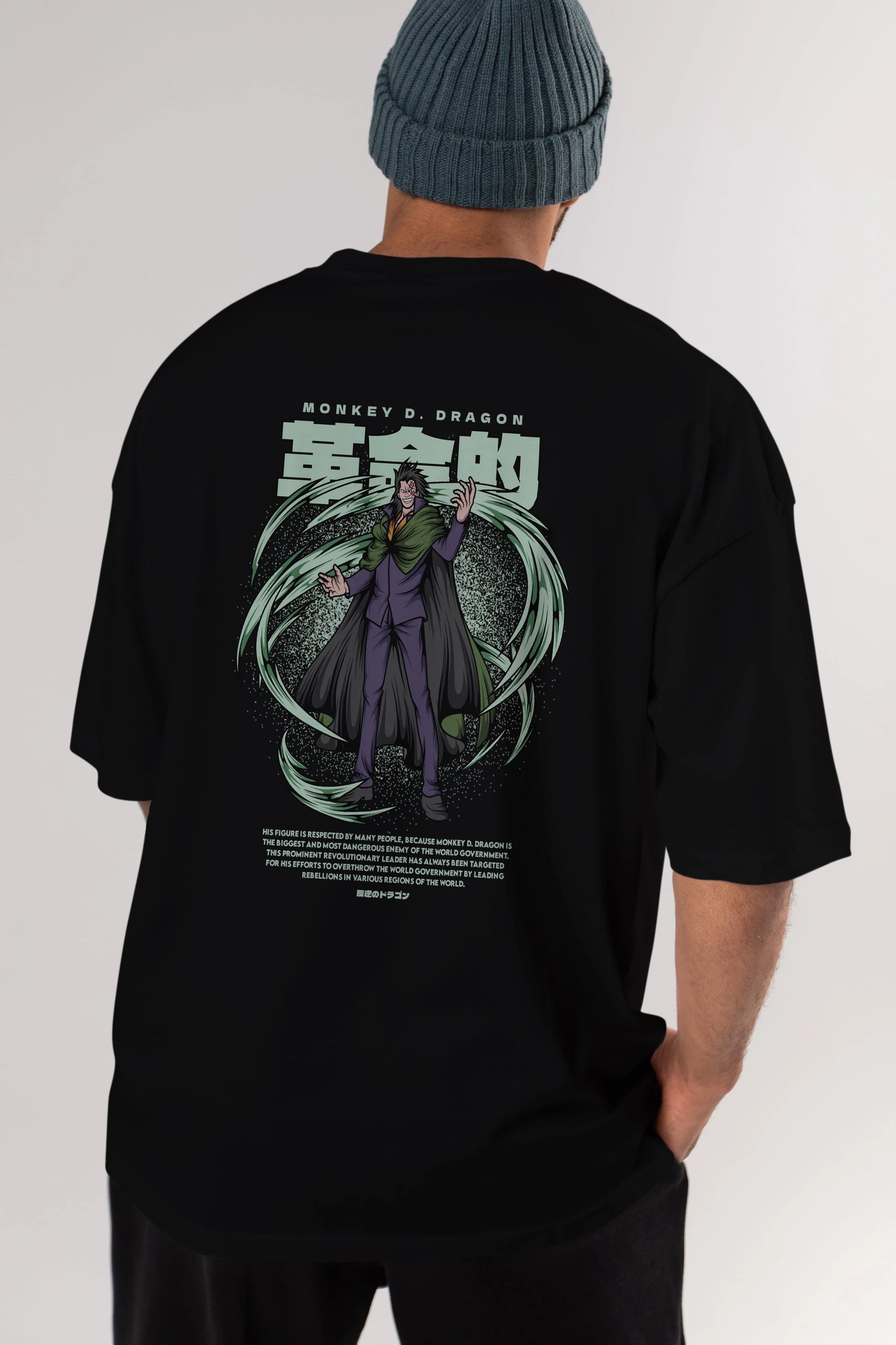 Monkey D. Dragon Anime Arka Baskılı Oversize t-shirt Erkek Kadın Unisex