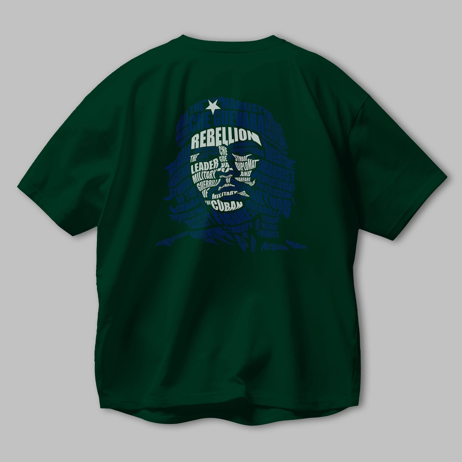Che Guevara Calligram Arka Baskılı Oversize t-shirt %100 pamuk Erkek Kadın Unisex