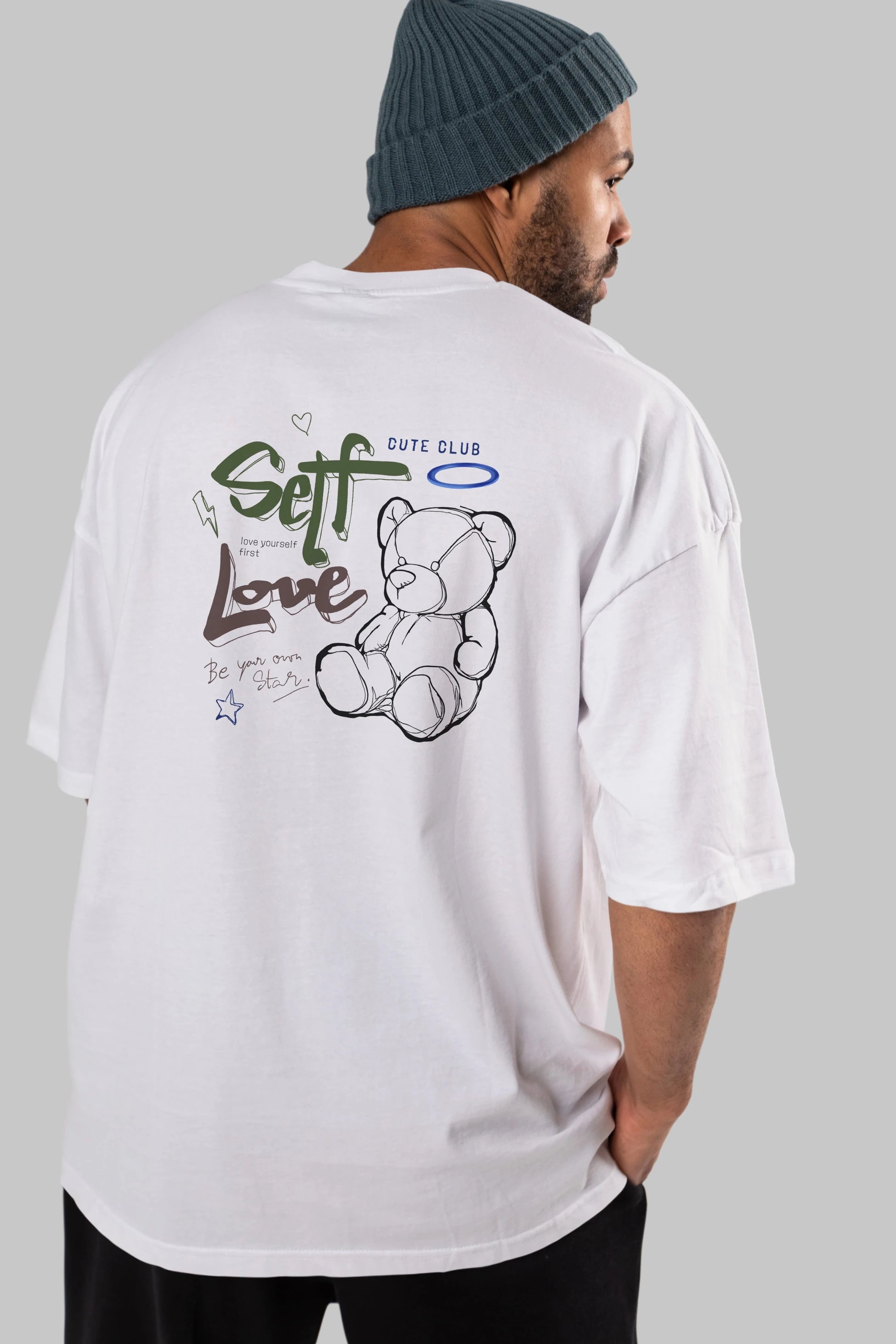 Self Love Bear Arka Baskılı Oversize t-shirt Erkek Kadın Unisex