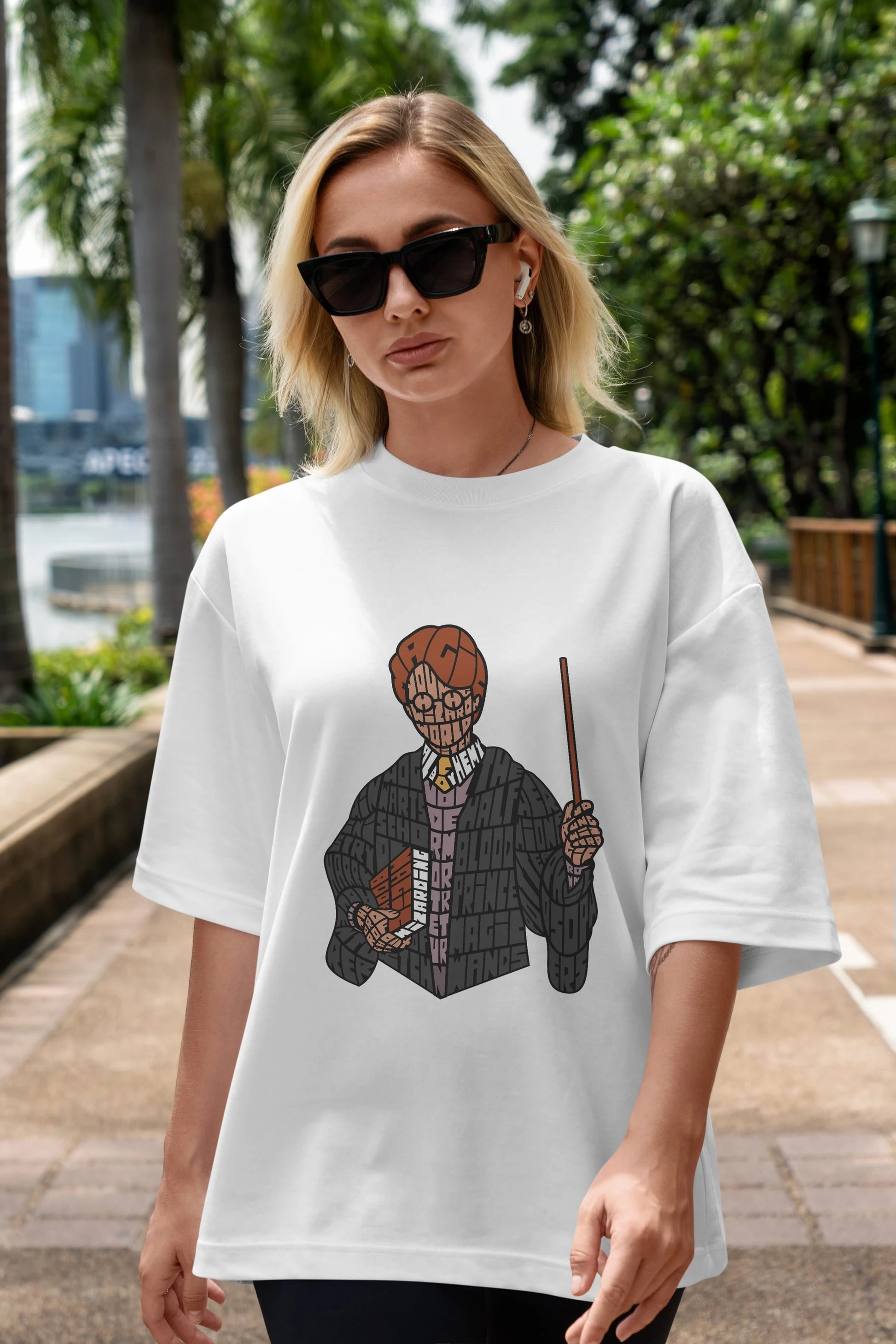 Harry Ön Baskılı Oversize t-shirt %100 pamuk Erkek Kadın Unisex