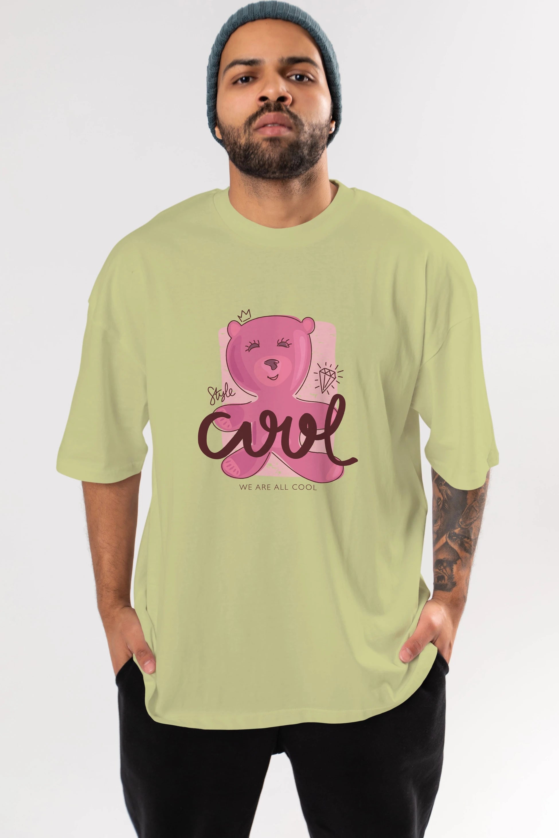 Cool Style Bear Ön Baskılı Oversize t-shirt Erkek Kadın Unisex