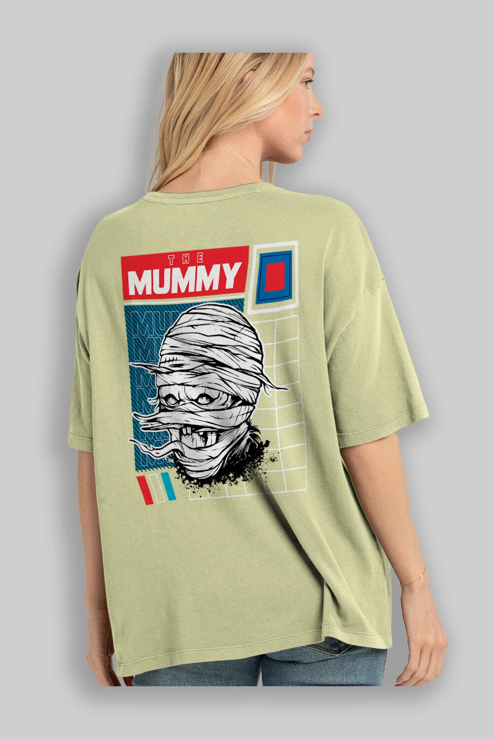 The Mummy Arka Baskılı Oversize t-shirt Erkek Kadın Unisex