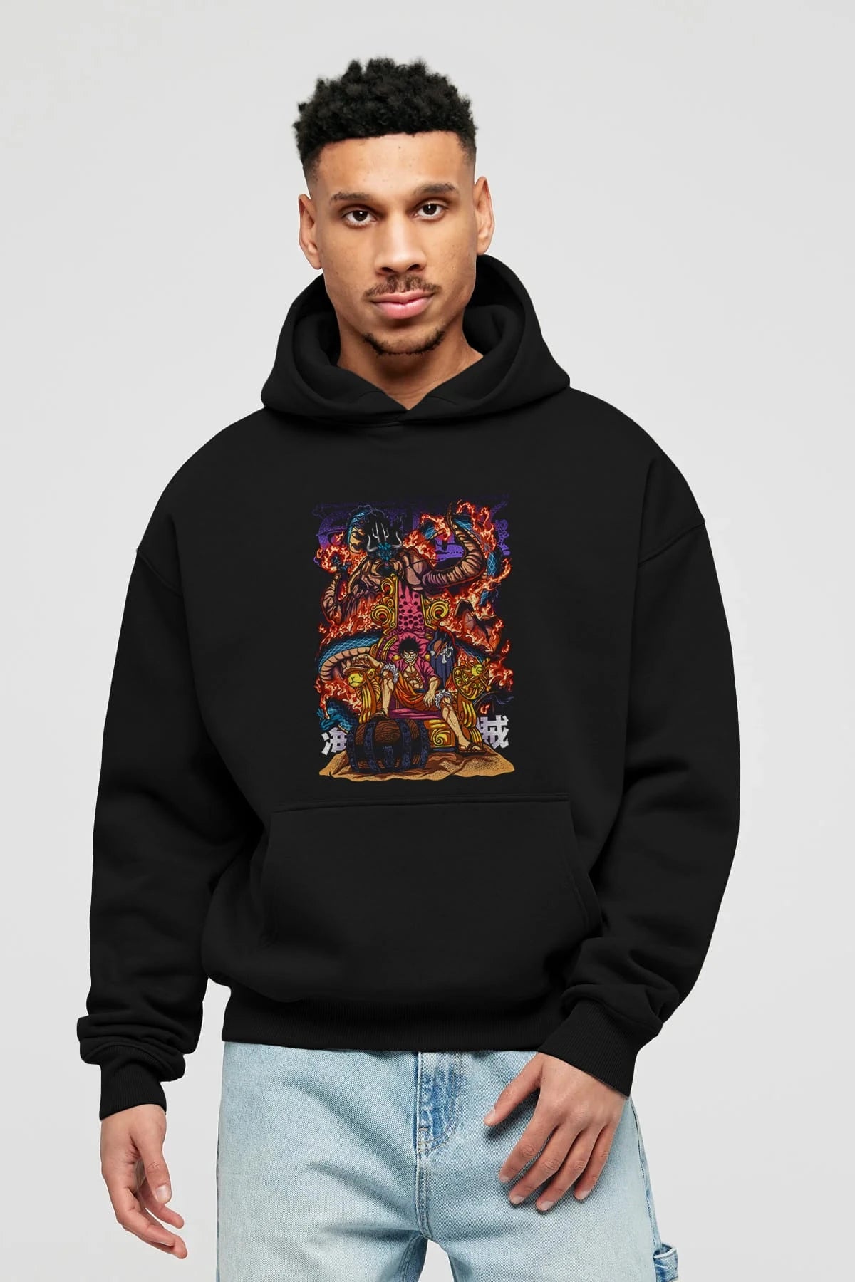 MONKEY D. LUFFY 1 Anime Ön Baskılı Hoodie Oversize Kapüşonlu Sweatshirt Erkek Kadın Unisex