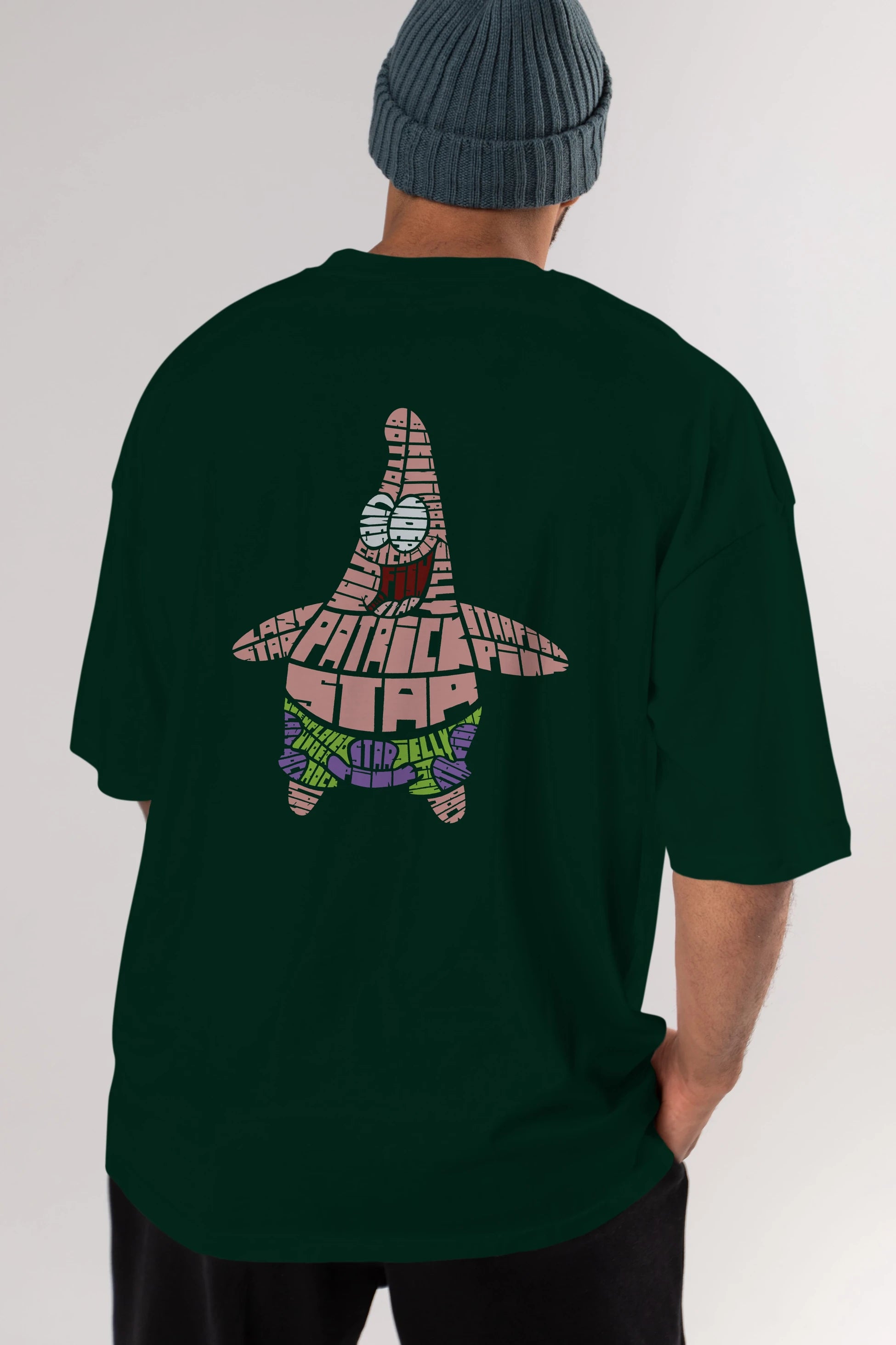 Patrick Star Arka Baskılı Oversize t-shirt %100 pamuk Erkek Kadın Unisex