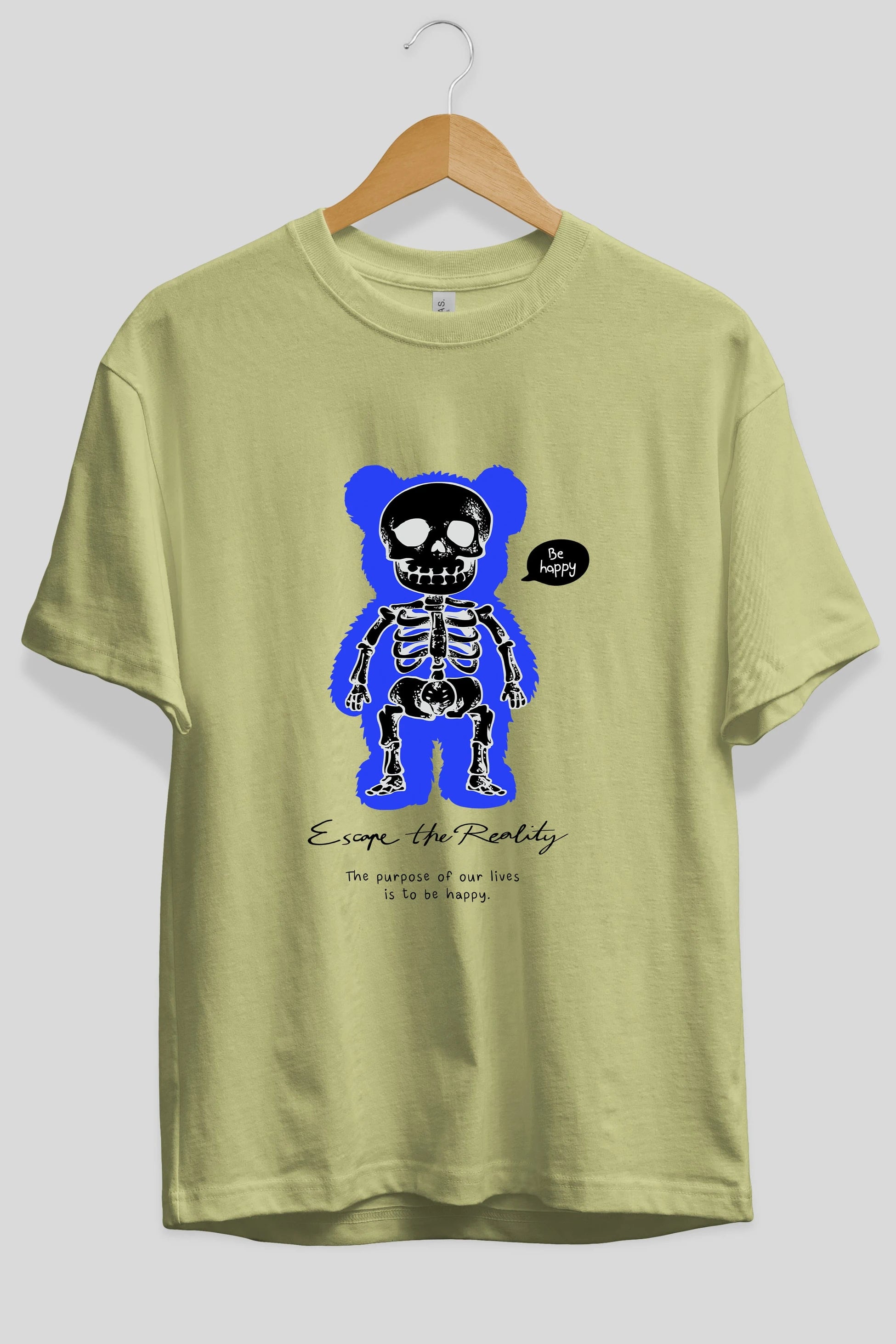 Be Happy Bear Ön Baskılı Oversize t-shirt Erkek Kadın Unisex