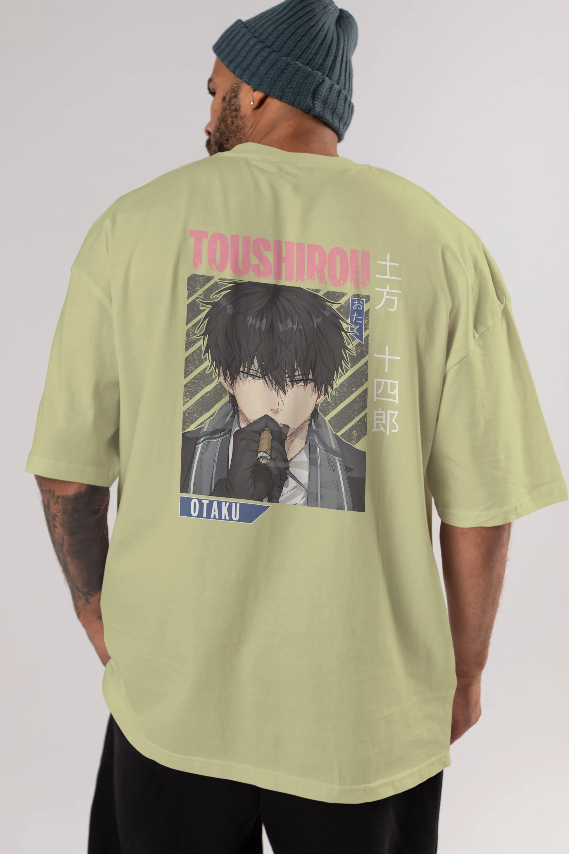 Toushirou Hijikata 2 Anime Arka Baskılı Oversize t-shirt Erkek Kadın Unisex