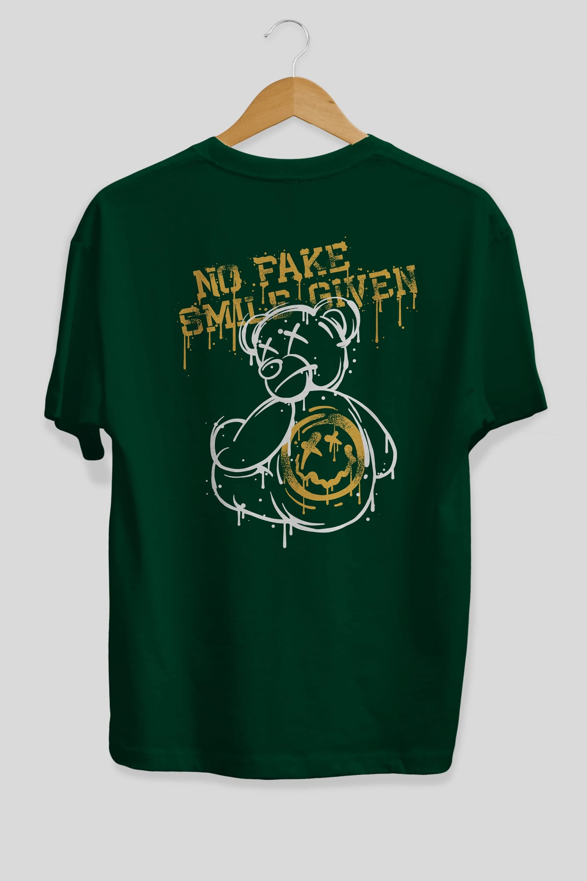 No Fake Smile Given Bear Arka Baskılı Oversize t-shirt Erkek Kadın Unisex