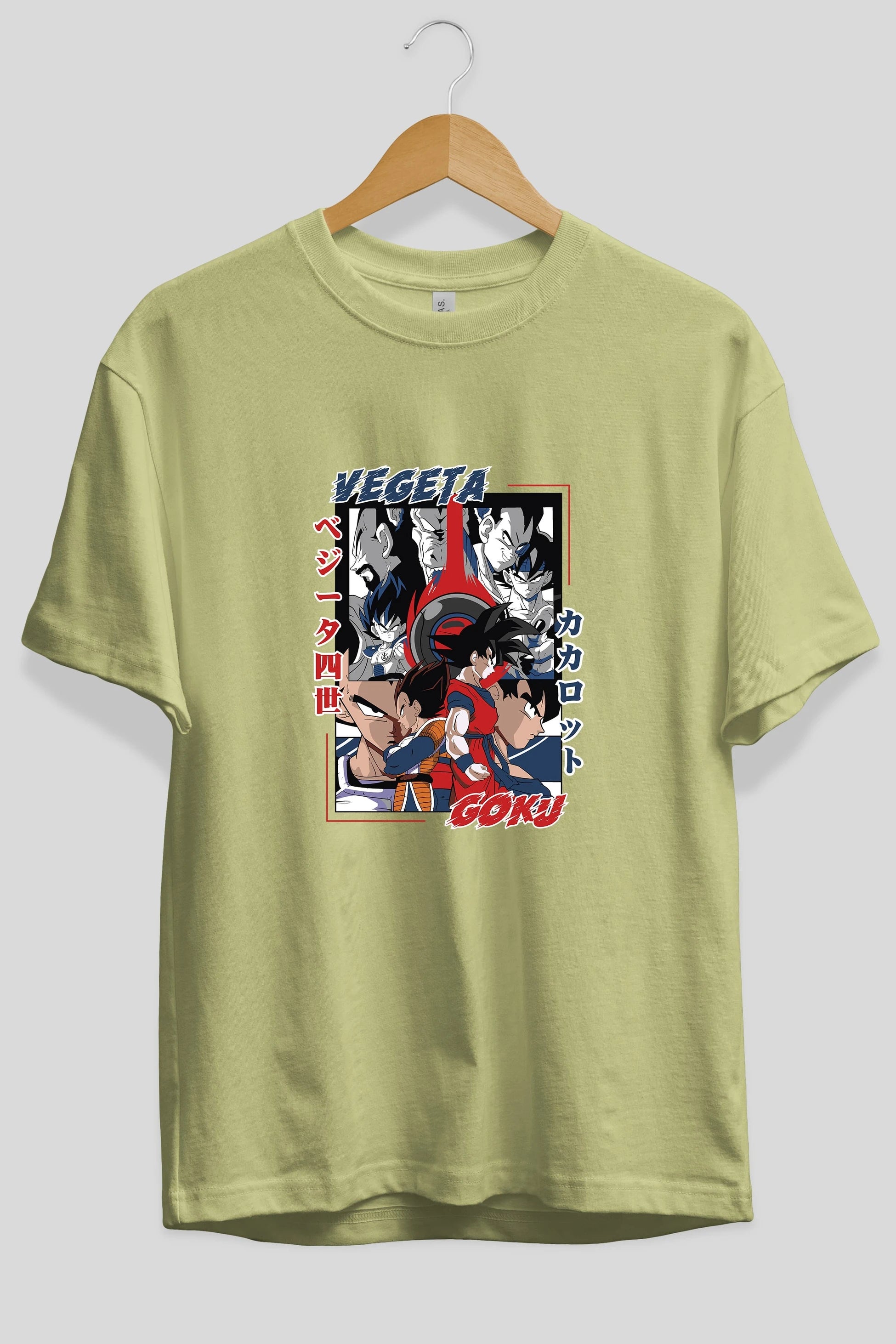 VEGETA VS GOKU Anime Ön Baskılı Oversize t-shirt %100 pamuk Erkek Kadın Unisex