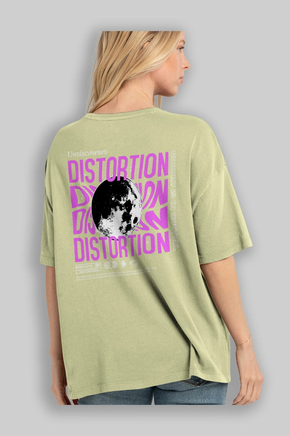 Distortion Arka Baskılı Oversize t-shirt Erkek Kadın Unisex