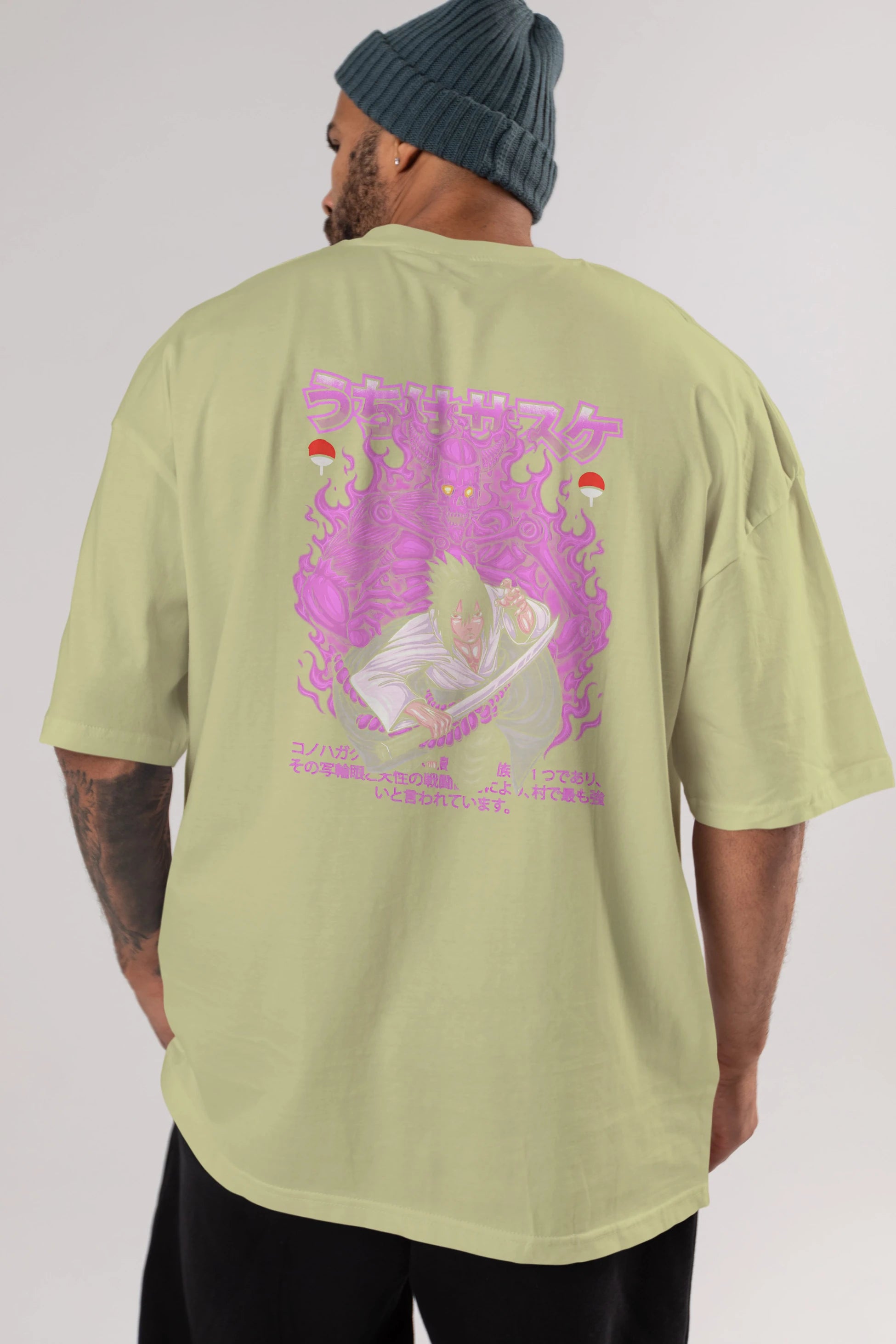 SASUKE UCHIHA NARUTO Anime Arka Baskılı Oversize t-shirt Erkek Kadın Unisex