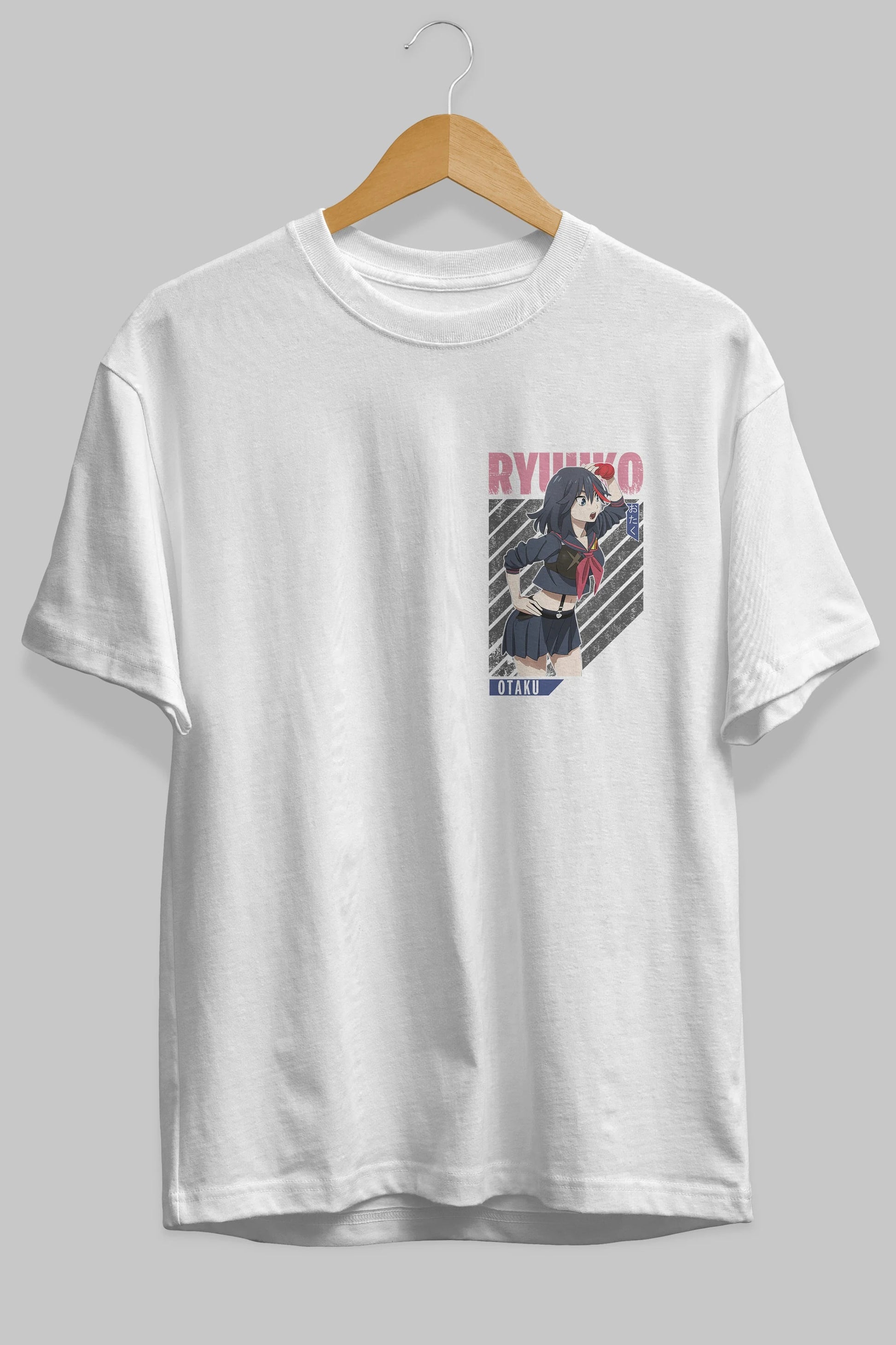Ryuuko Matoi 6 Ön Sol Baskılı Oversize t-shirt Erkek Kadın Unisex %100 Pamuk Bisiklet Yaka tişort