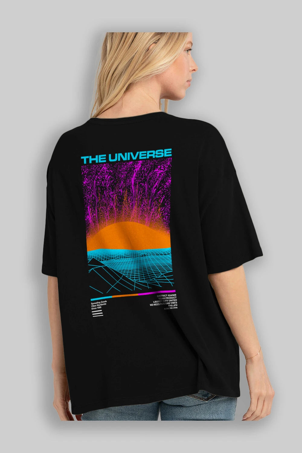 The Universe Arka Baskılı Oversize t-shirt Erkek Kadın Unisex
