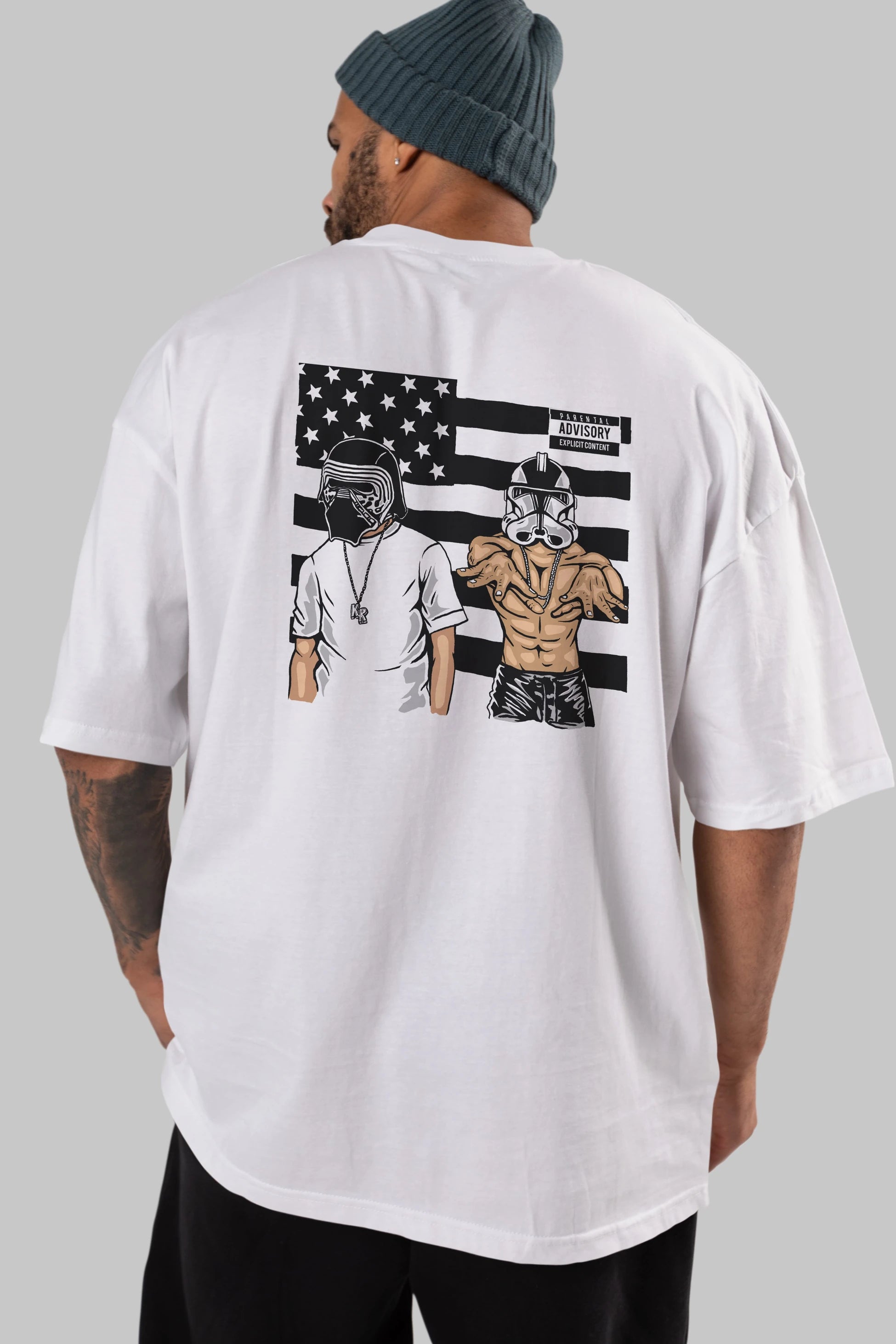 Darkonia Arka Baskılı Oversize t-shirt Erkek Kadın Unisex %100 Pamuk