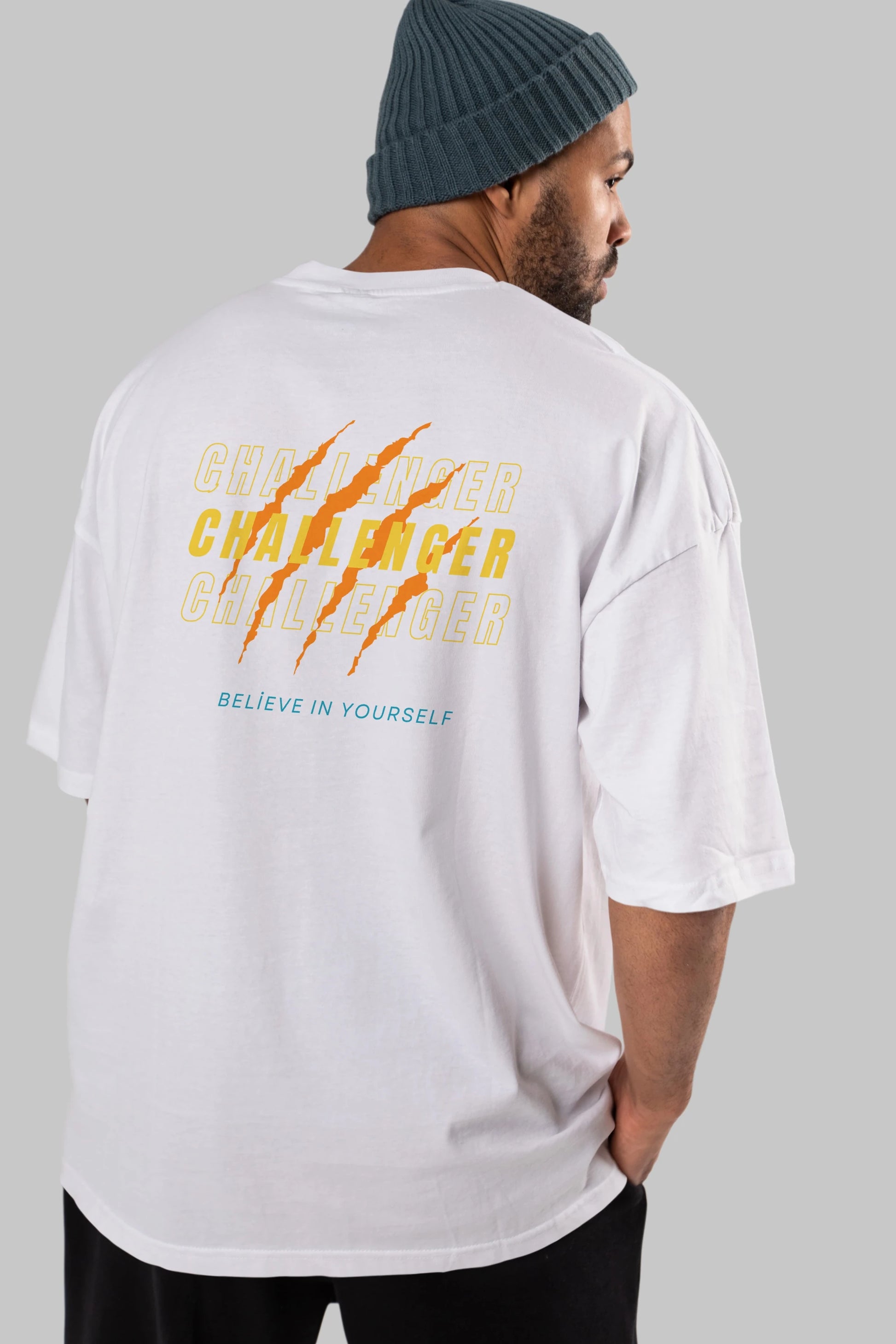 Challenger Yazılı Arka Baskılı Oversize t-shirt Erkek Kadın Unisex