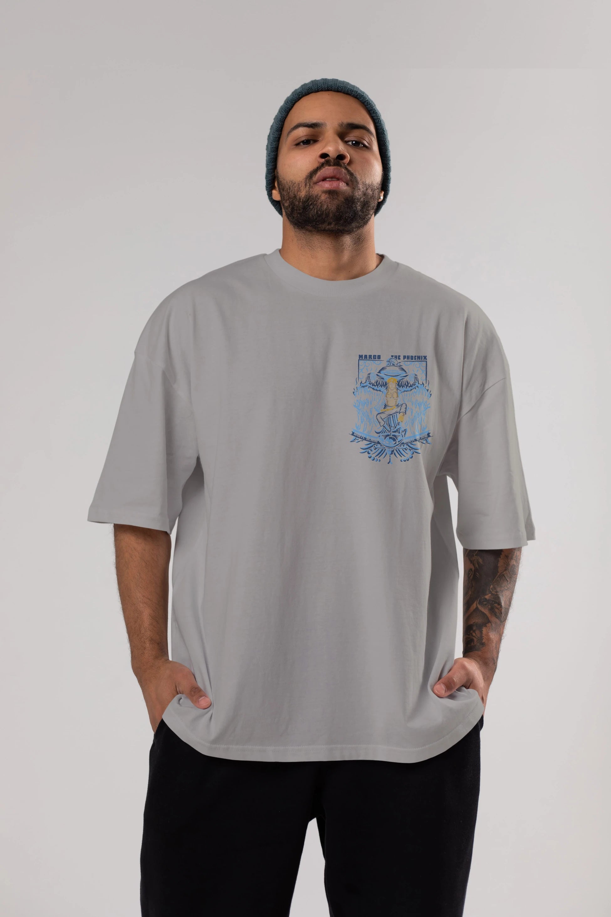MARCO EL FENIX One Piece Ön Sol Baskılı Oversize t-shirt Erkek Kadın Unisex %100 Pamuk Bisiklet Yaka tişort