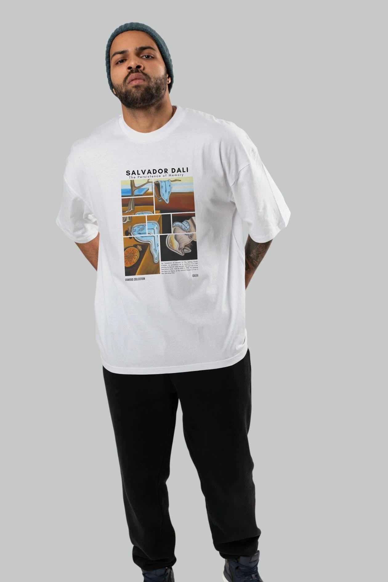 Salvador Dali ön Baskılı Oversize t-shirt Erkek Kadın Bisiklet Yaka Pamuk tişort