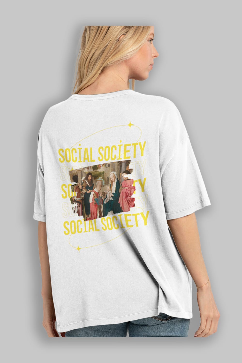 Social Society Yazılı Arka Baskılı Oversize t-shirt Erkek Kadın Unisex