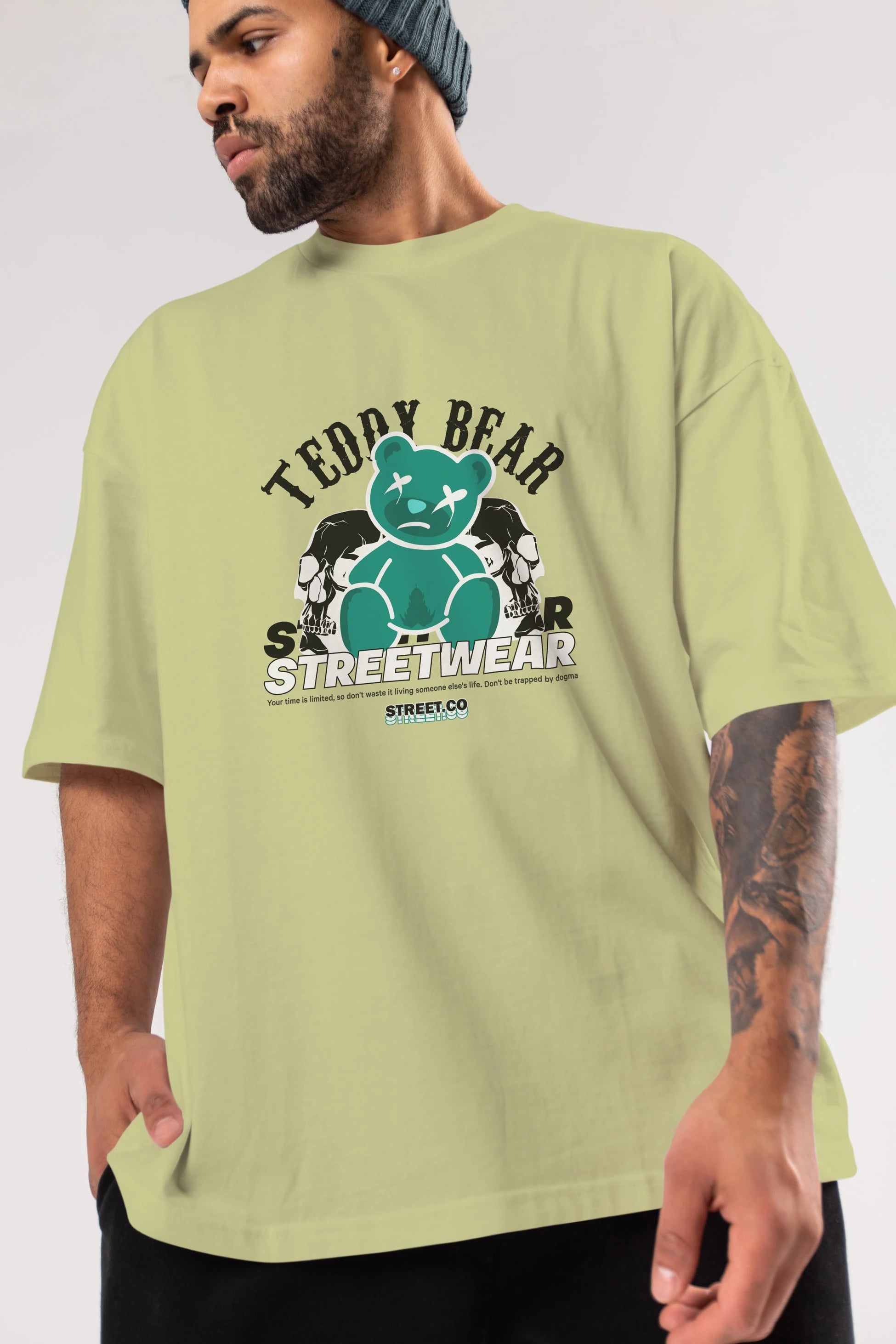 Teddy Bear Streetwear 2 Ön Baskılı Oversize t-shirt Erkek Kadın Unisex