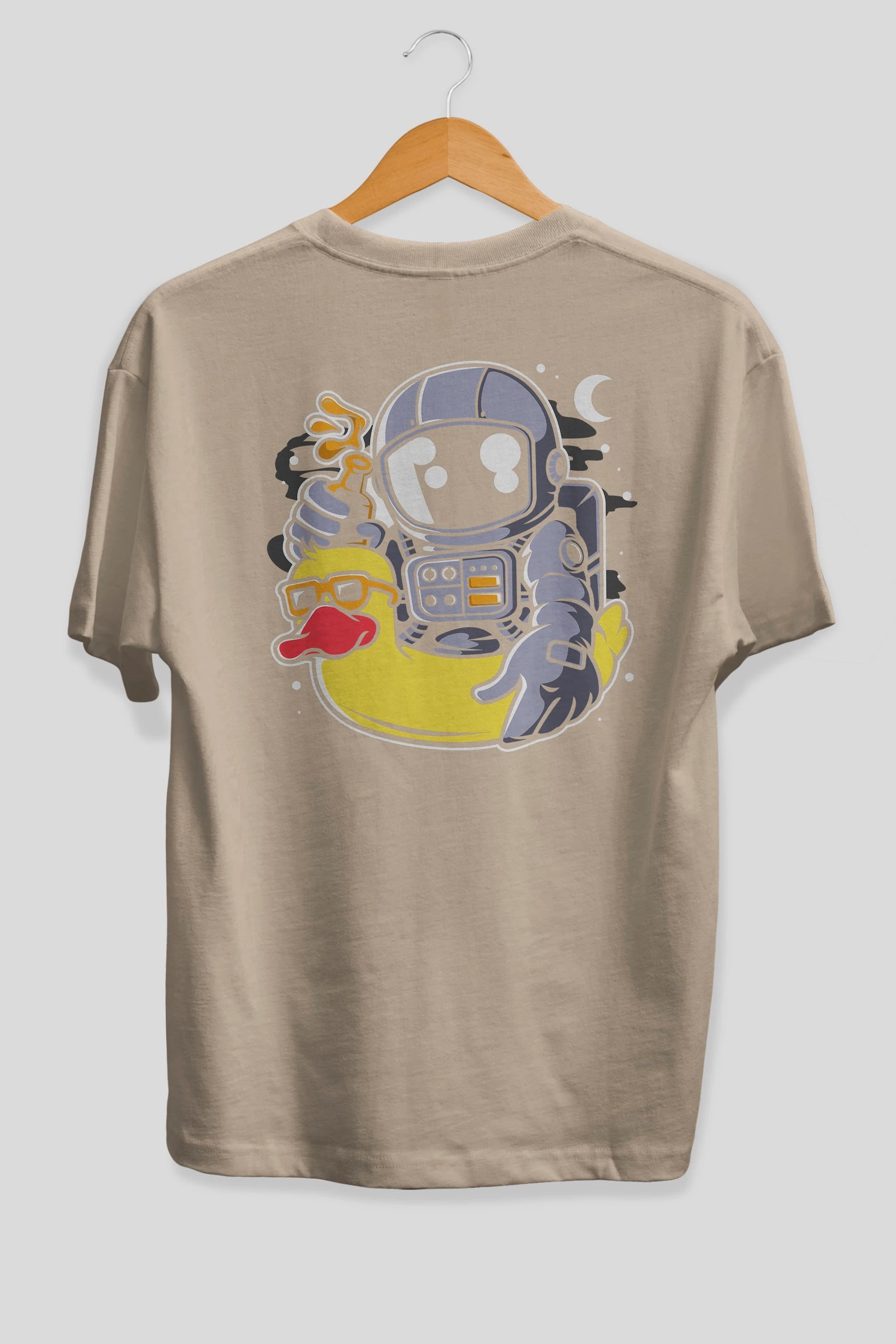 Astronaut Duck Balloon Arka Baskılı Oversize t-shirt Erkek Kadın Unisex