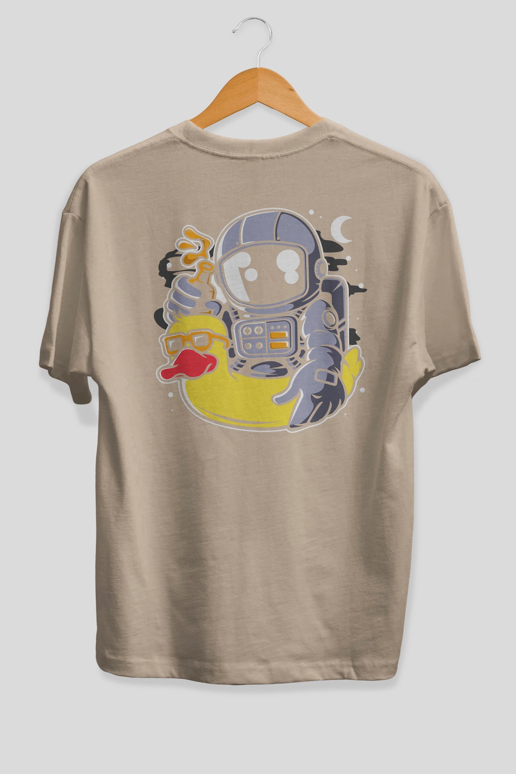 Astronaut Duck Balloon Arka Baskılı Oversize t-shirt Erkek Kadın Unisex