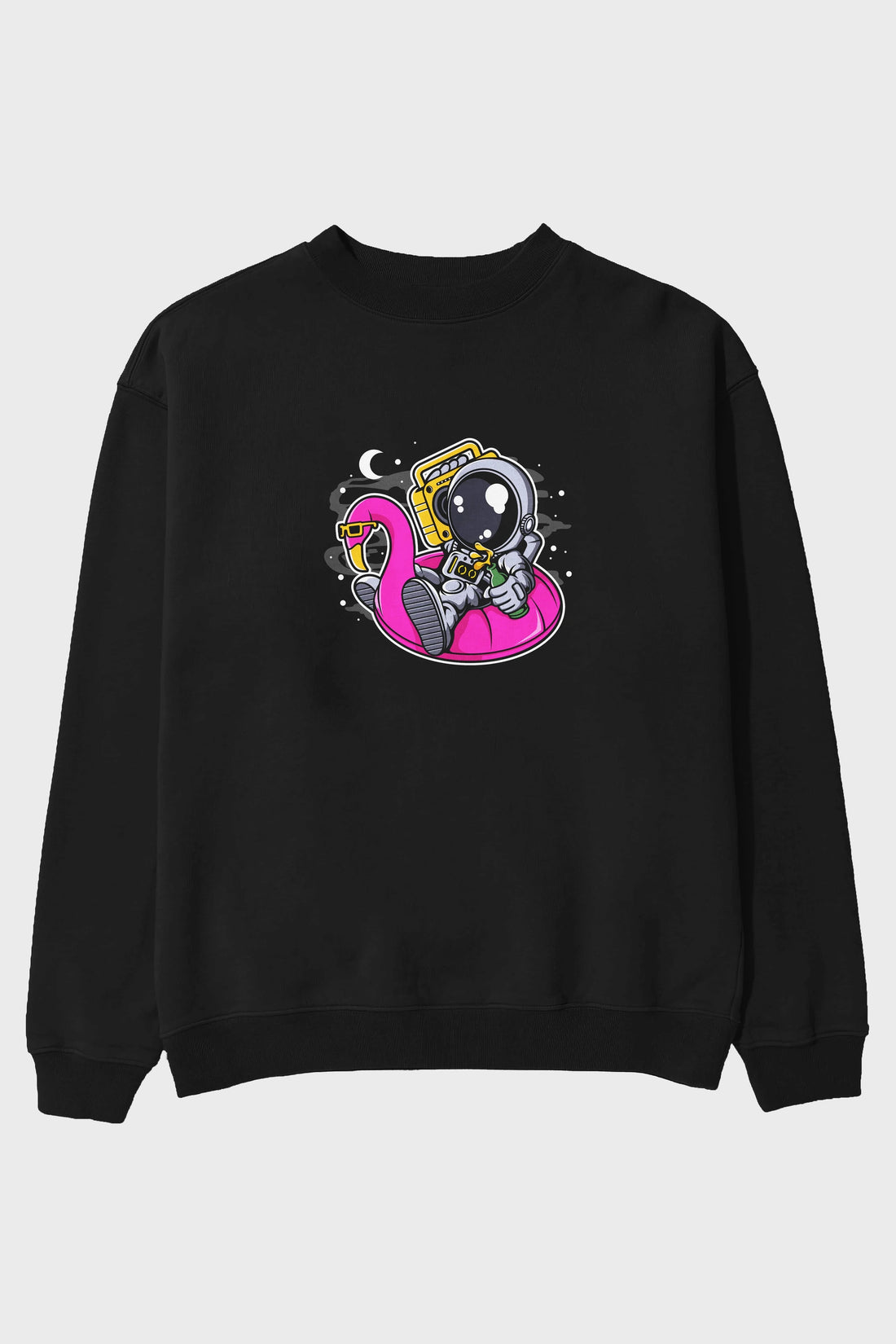 Astronaut Floaties Ballon Ön Baskılı Oversize Sweatshirt Erkek Kadın Unisex
