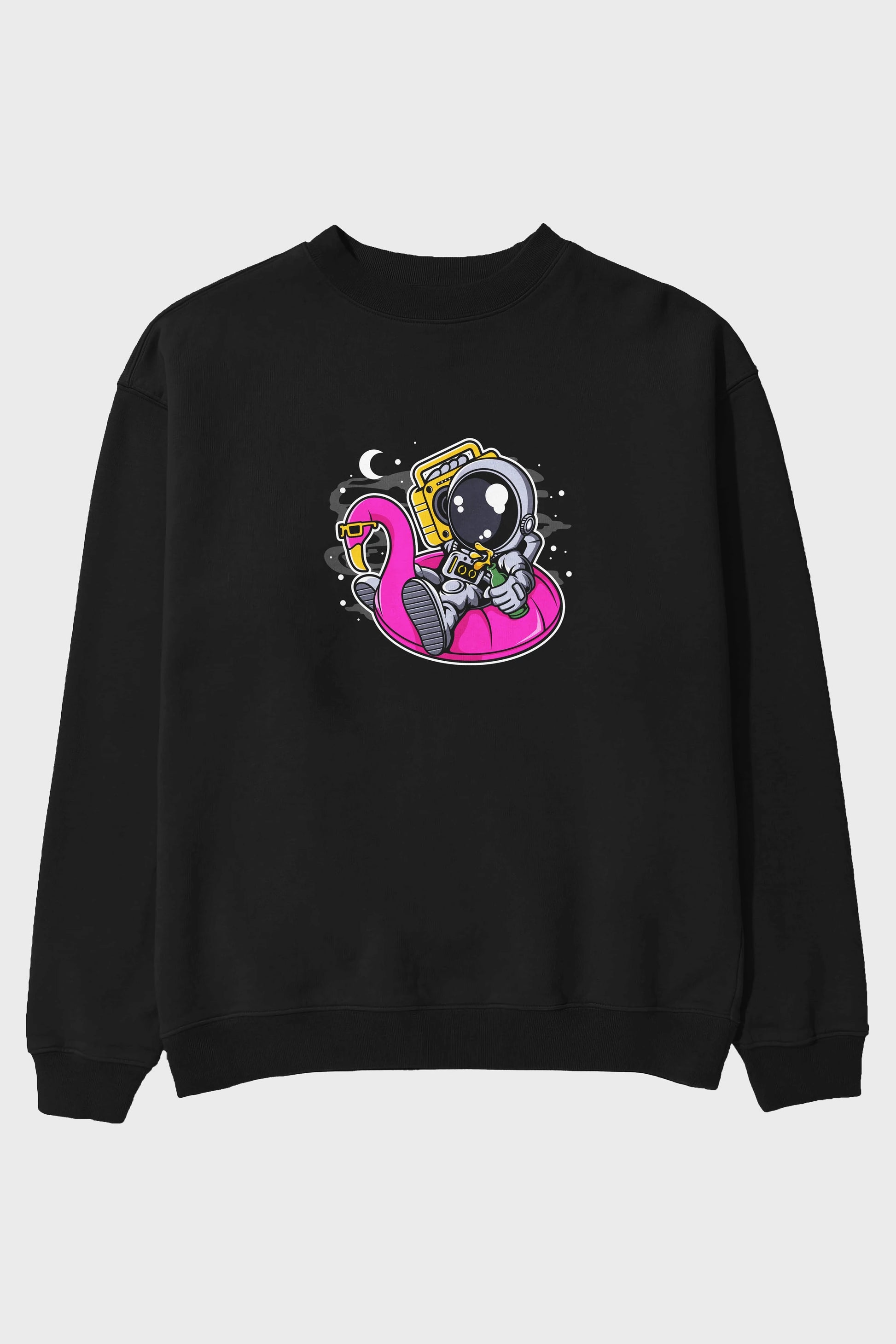 Astronaut Floaties Ballon Ön Baskılı Oversize Sweatshirt Erkek Kadın Unisex
