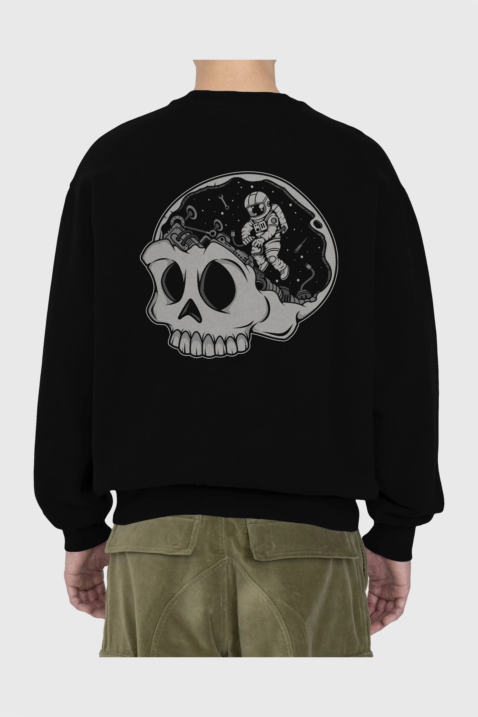 Astronaut Skull Brain Arka Baskılı Oversize Sweatshirt Erkek Kadın Unisex