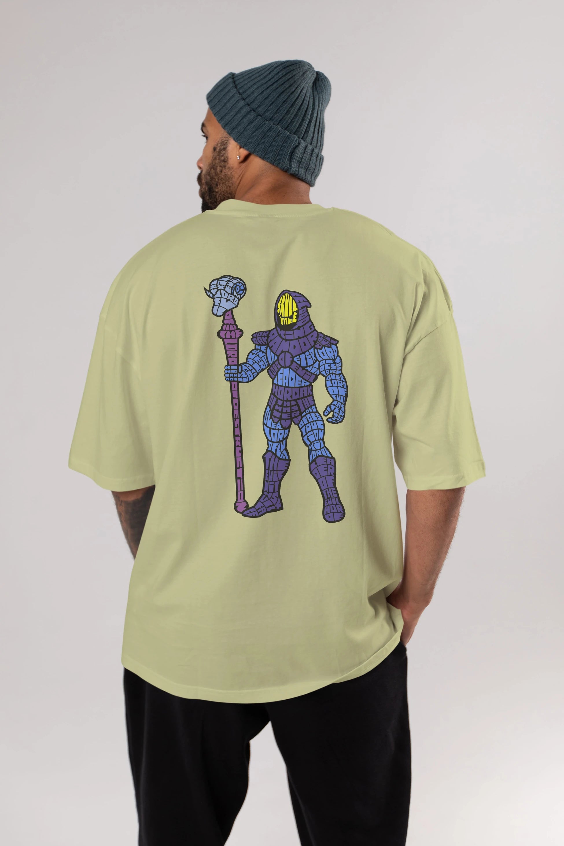 Skull Face Arka Baskılı Oversize t-shirt %100 pamuk Erkek Kadın Unisex