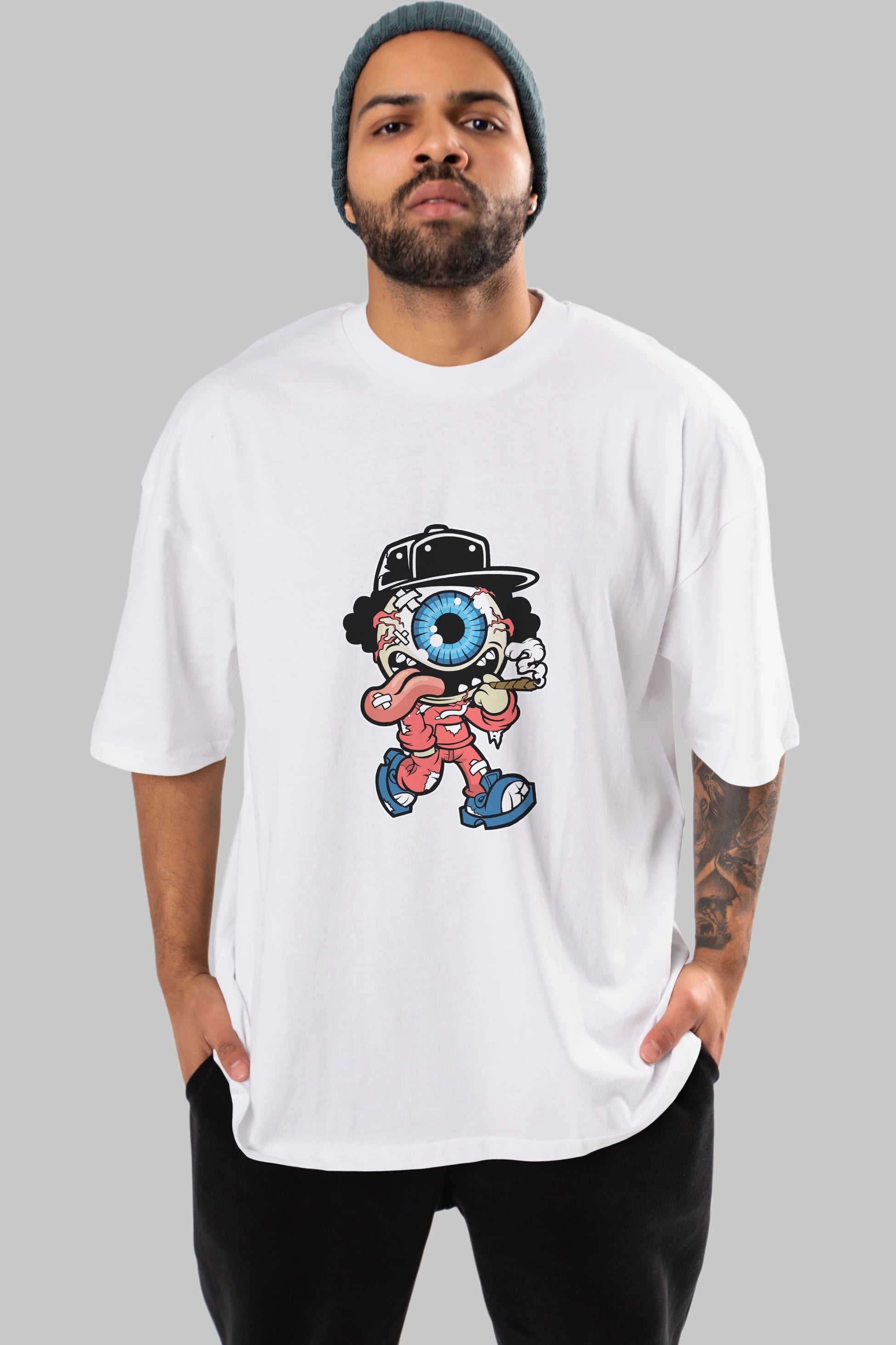 Eyeball Monster Ön Baskılı Oversize t-shirt Erkek Kadın Unisex %100 Pamuk tişort