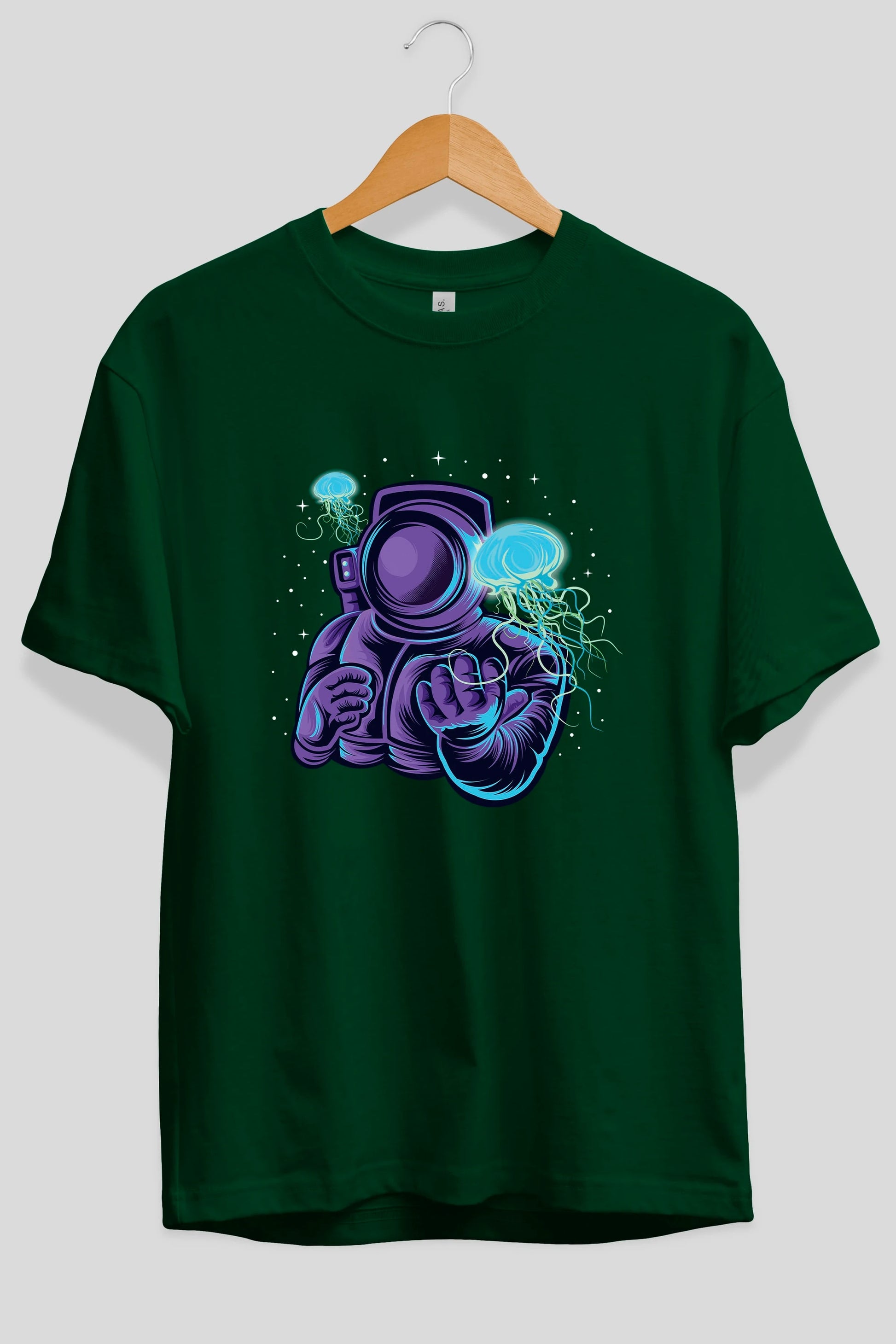 Astronaut and Jellyfish Ön Baskılı Oversize t-shirt Erkek Kadın Unisex