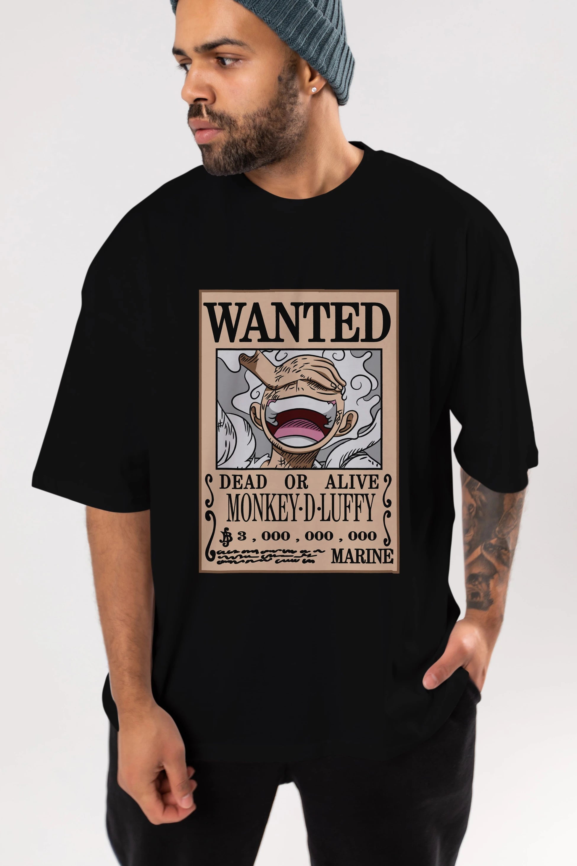 CARTEL LUFFY GEAR 5 Anime Ön Baskılı Oversize t-shirt %100 pamuk Erkek Kadın Unisex