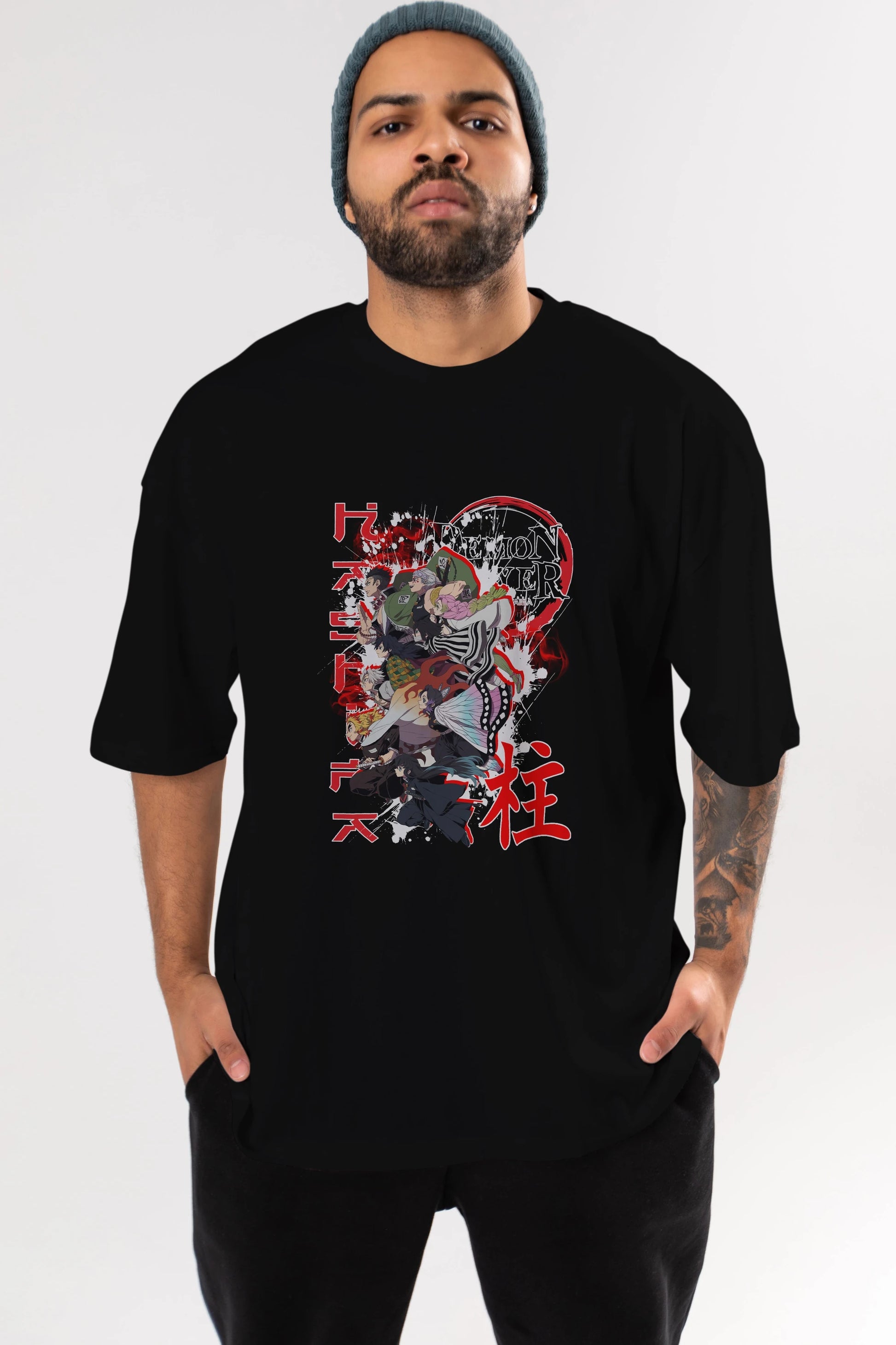 DEMON SLAYER SLAYERS Anime Ön Baskılı Oversize t-shirt %100 pamuk Erkek Kadın Unisex