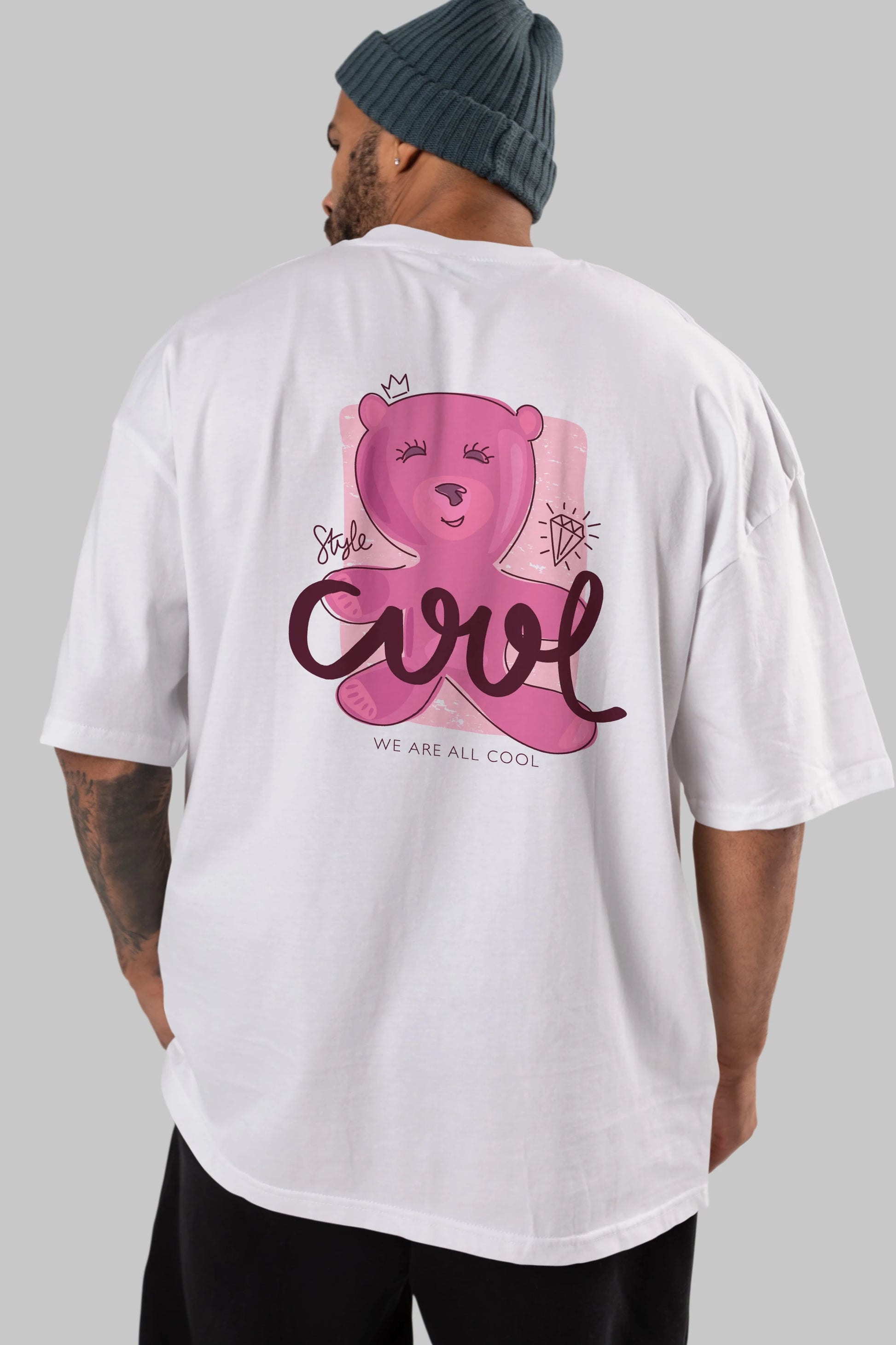 Cool Style Bear Arka Baskılı Oversize t-shirt Erkek Kadın Unisex