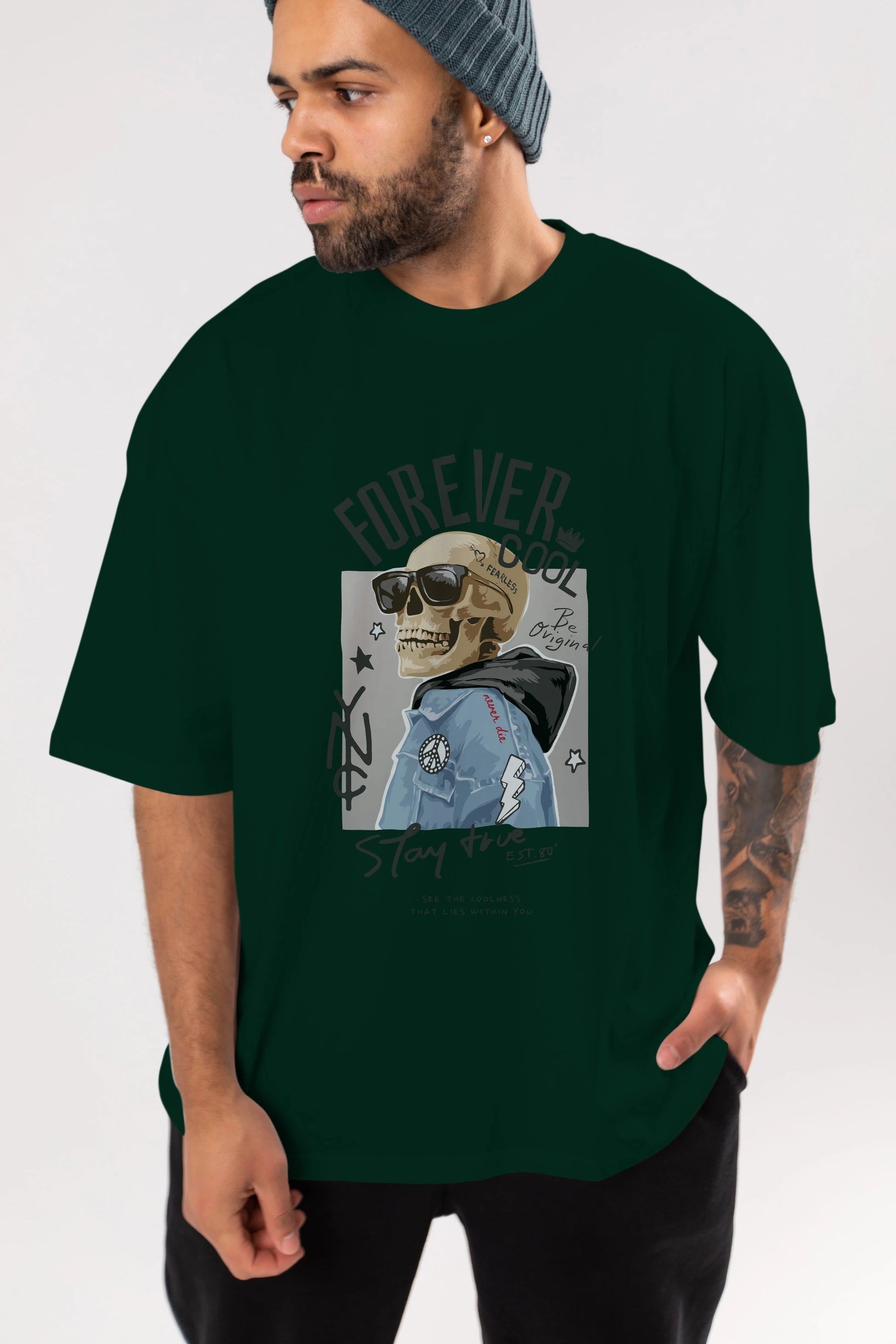 Teddy Bear Forever Cool Ön Baskılı Oversize t-shirt Erkek Kadın Unisex %100 Pamuk