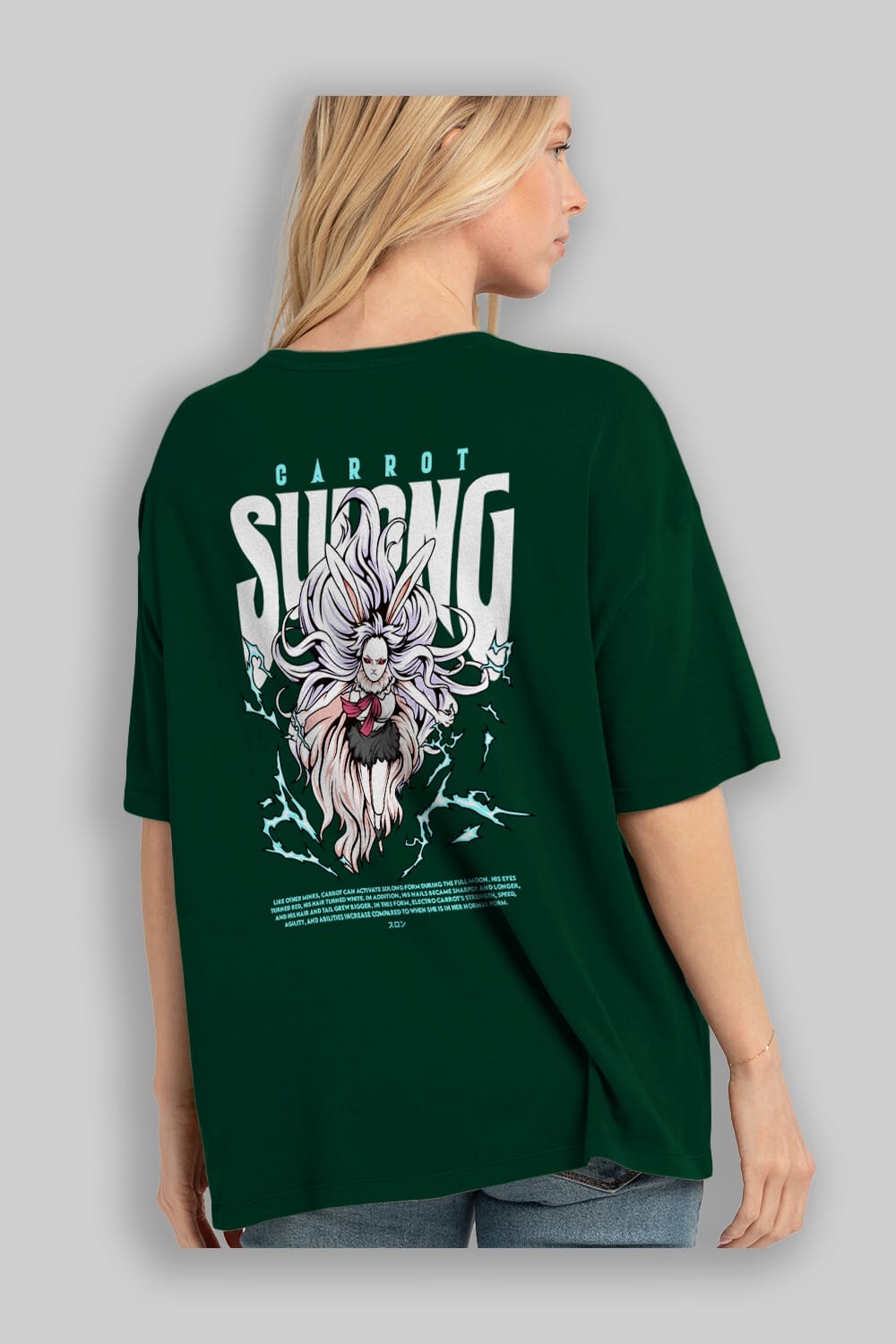 Carrot Sulong Anime Arka Baskılı Oversize t-shirt Erkek Kadın Unisex