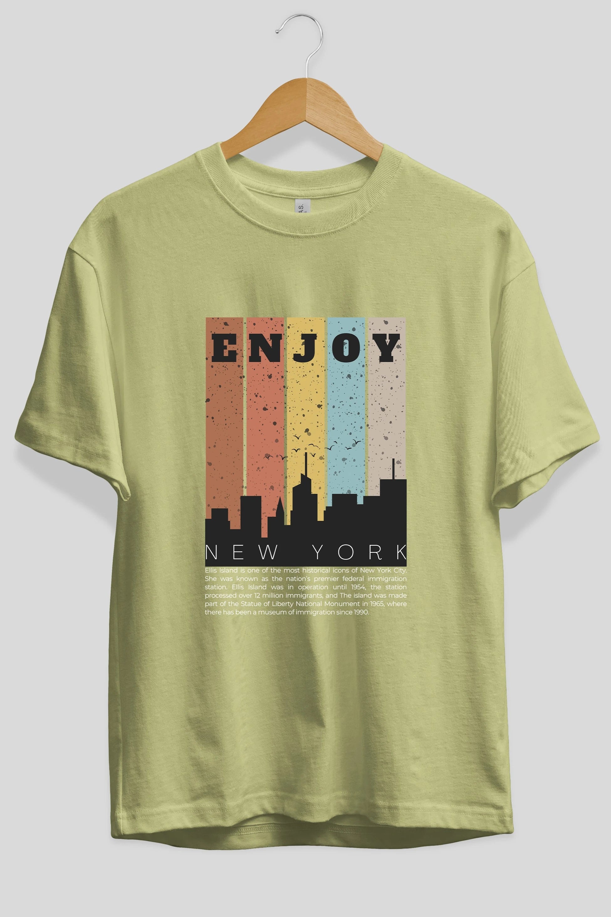 Enjoy New York Yazılı Ön Baskılı Oversize t-shirt Erkek Kadın Unisex
