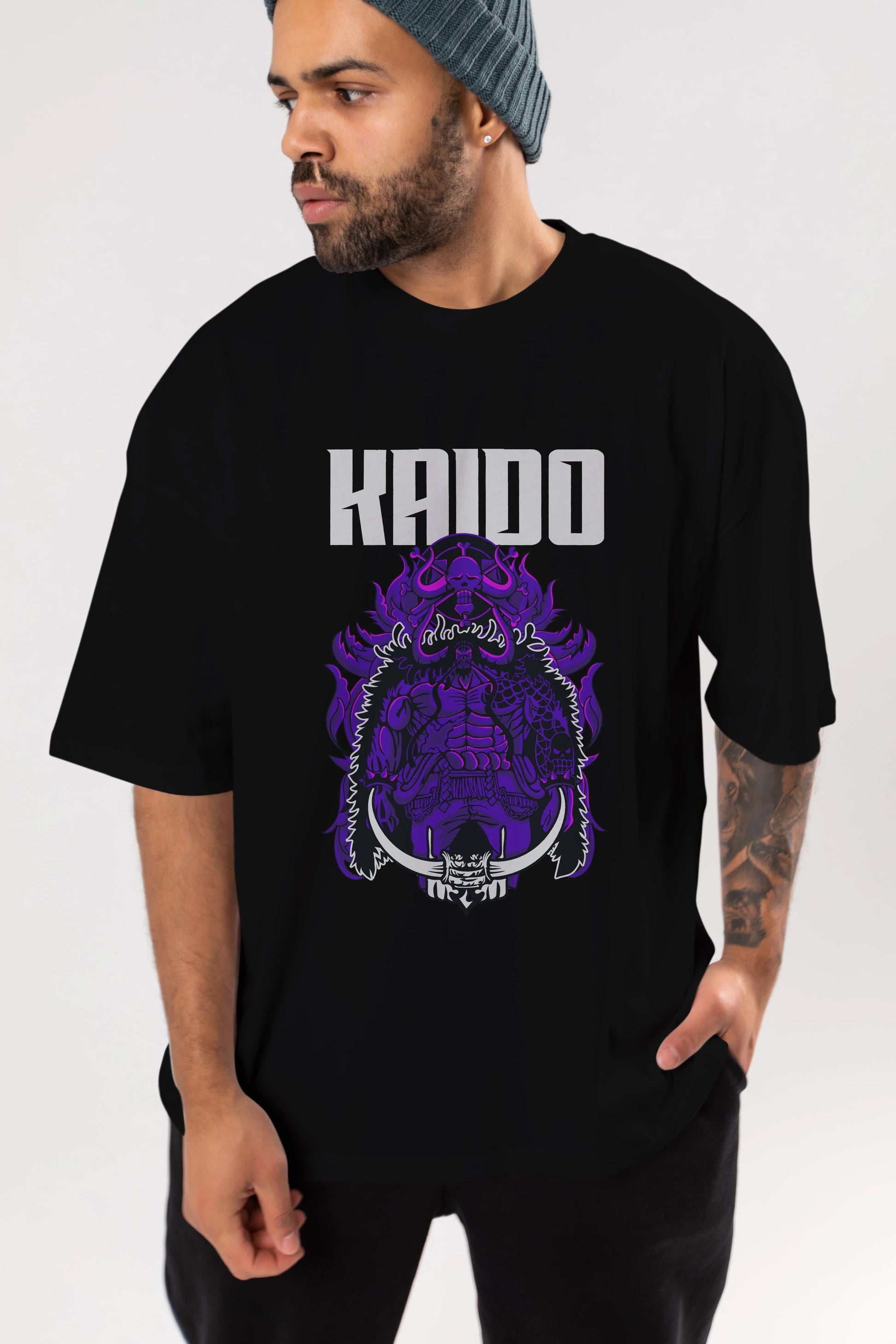 Kaido Anime Ön Baskılı Oversize t-shirt Erkek Kadın Unisex