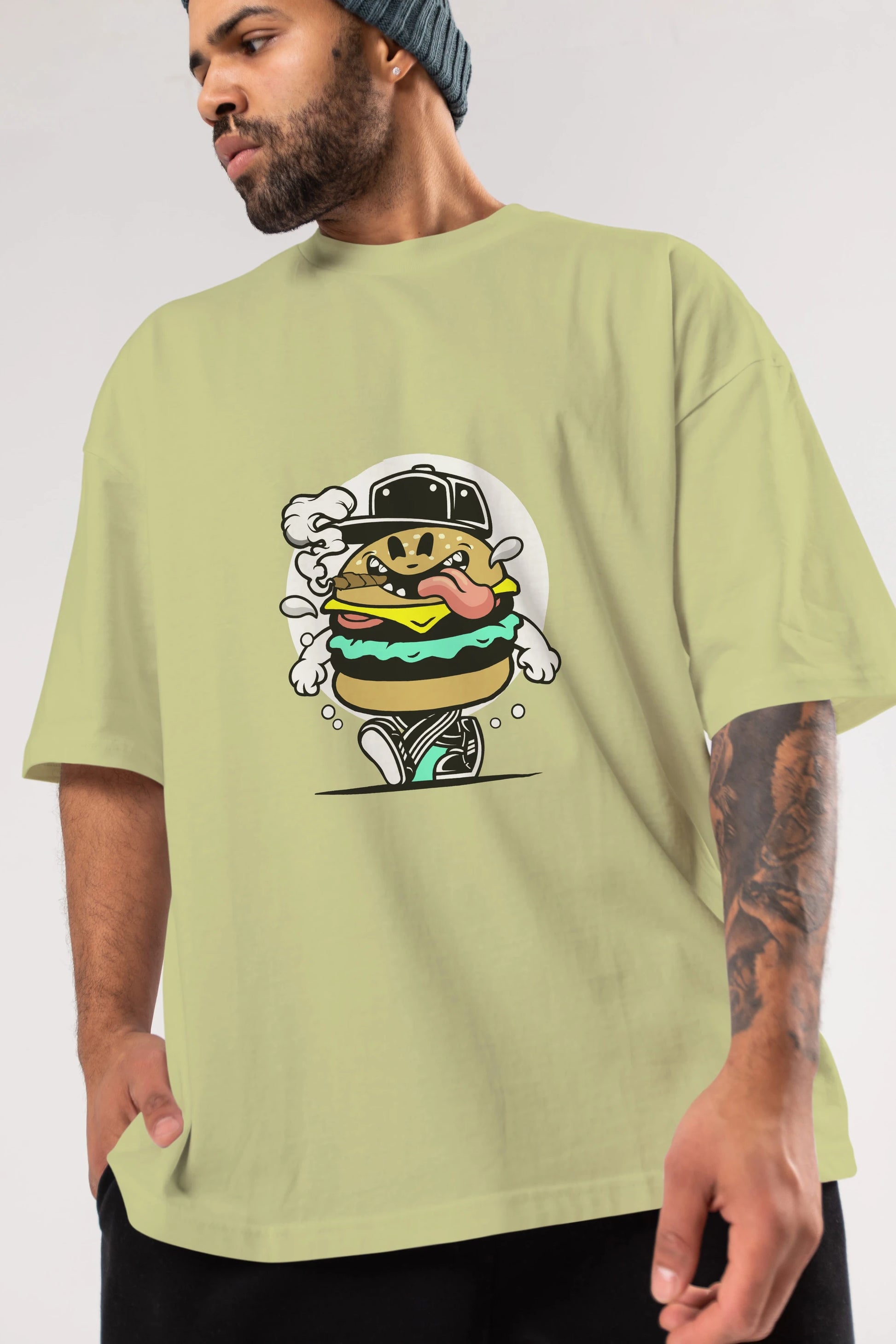 Burger Guy Ön Baskılı Oversize t-shirt Erkek Kadın Unisex %100 Pamuk tişort