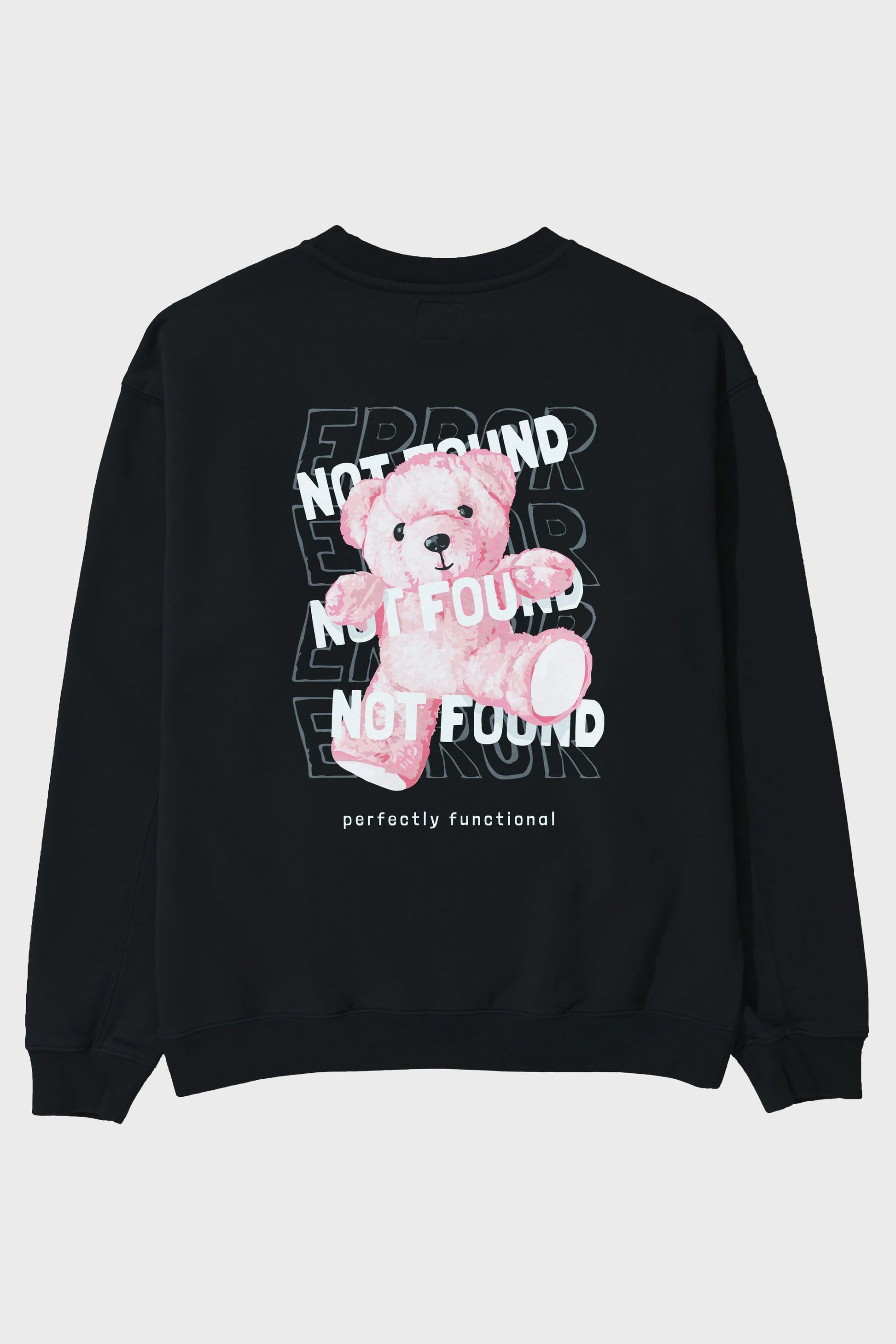 Error Not Found Bear Arka Baskılı Oversize Sweatshirt Erkek Kadın Unisex