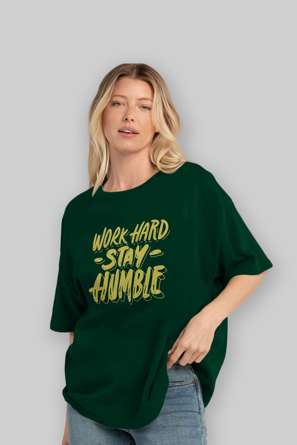 Word Hard Yazılı Ön Baskılı Oversize t-shirt Erkek Kadın Unisex