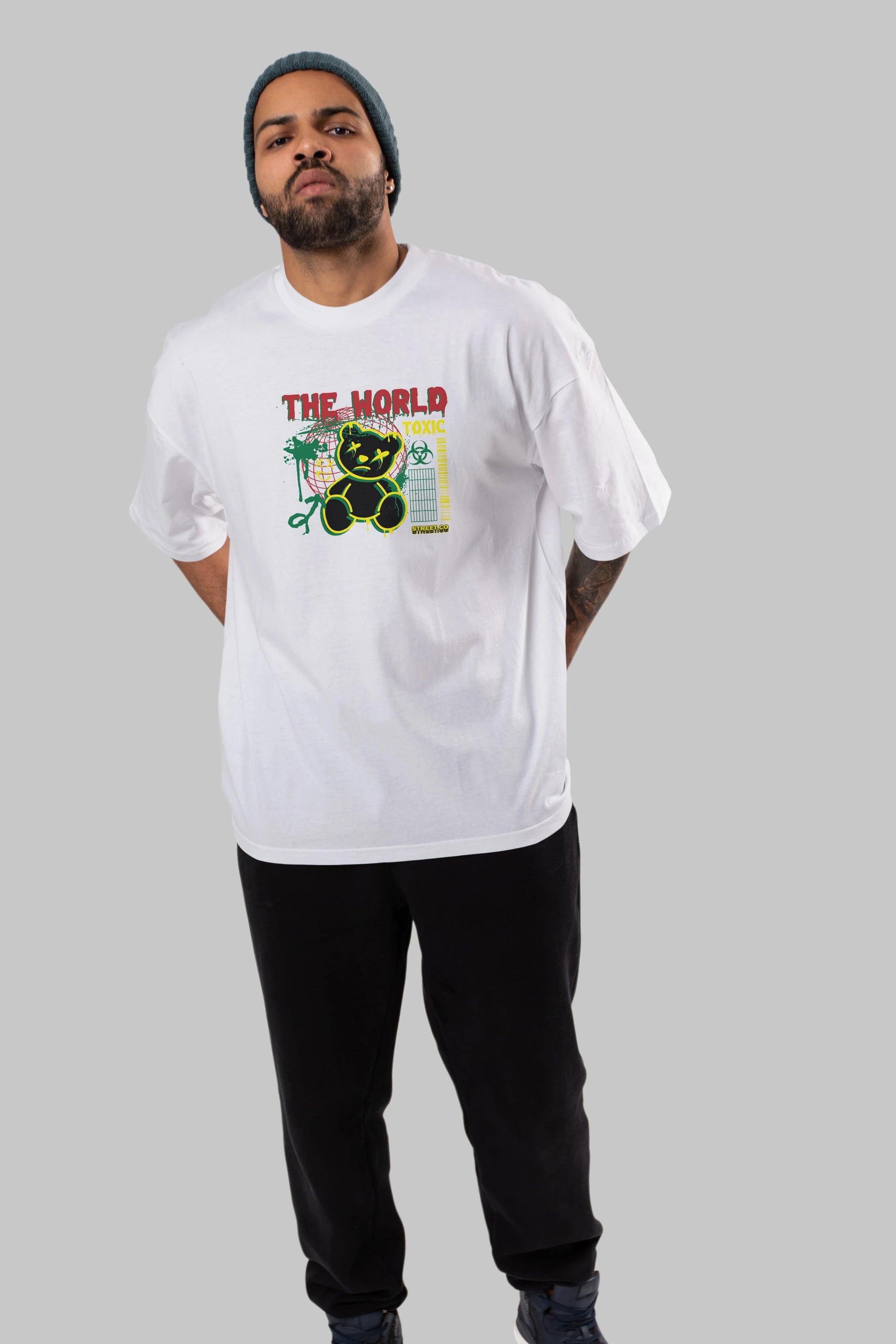 The World Toxic Bear Ön Baskılı Oversize t-shirt Erkek Kadın Unisex