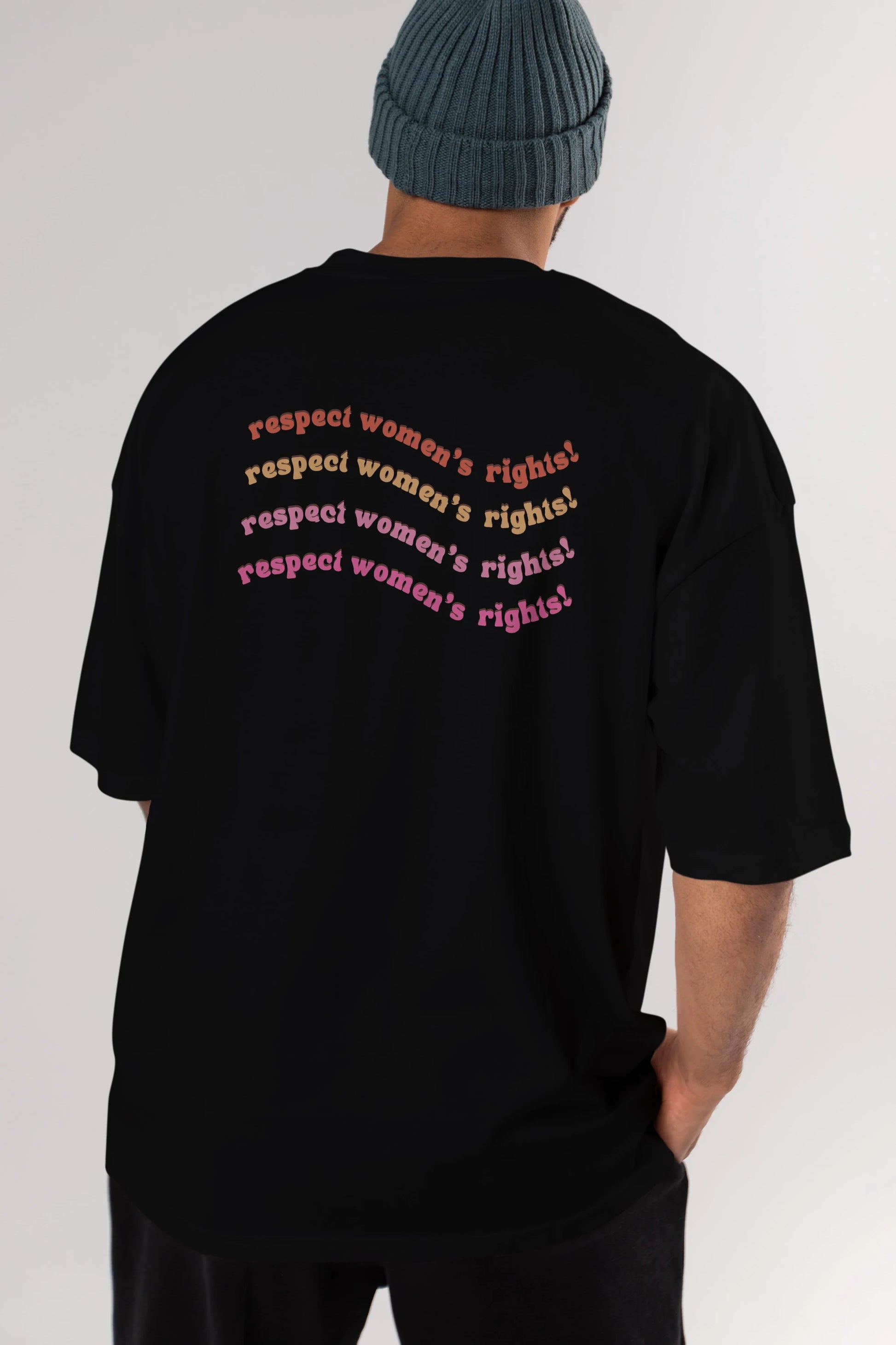 Respect Women Yazılı Arka Baskılı Oversize t-shirt Erkek Kadın Unisex