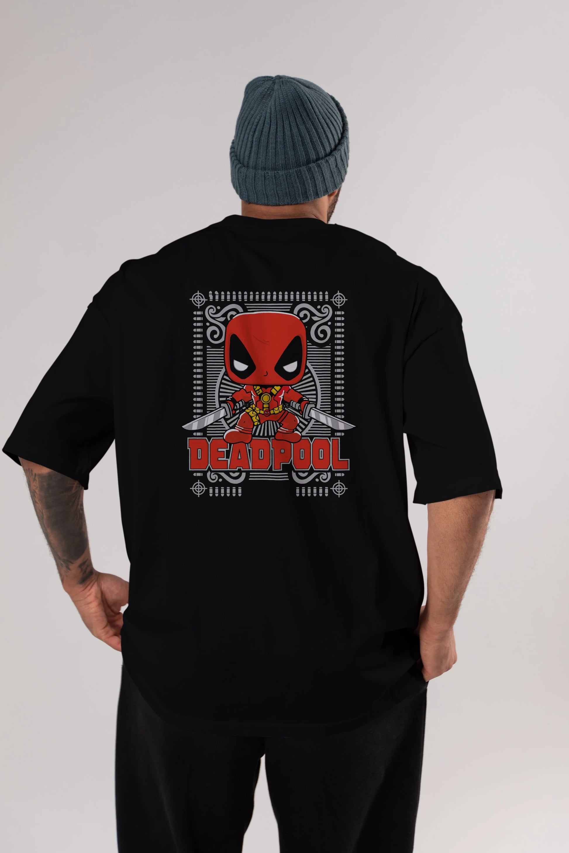 Deadpool (17) Arka Baskılı Oversize t-shirt Erkek Kadın Unisex %100 Pamuk Bisiklet Yaka tişort