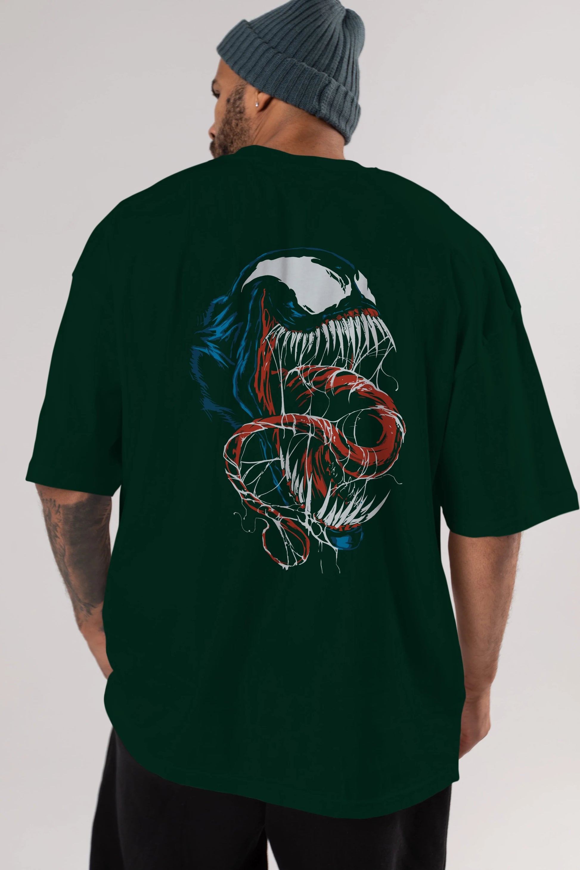 Venom (10) Arka Baskılı Oversize t-shirt Erkek Kadın Unisex %100 Pamuk Bisiklet Yaka tişort