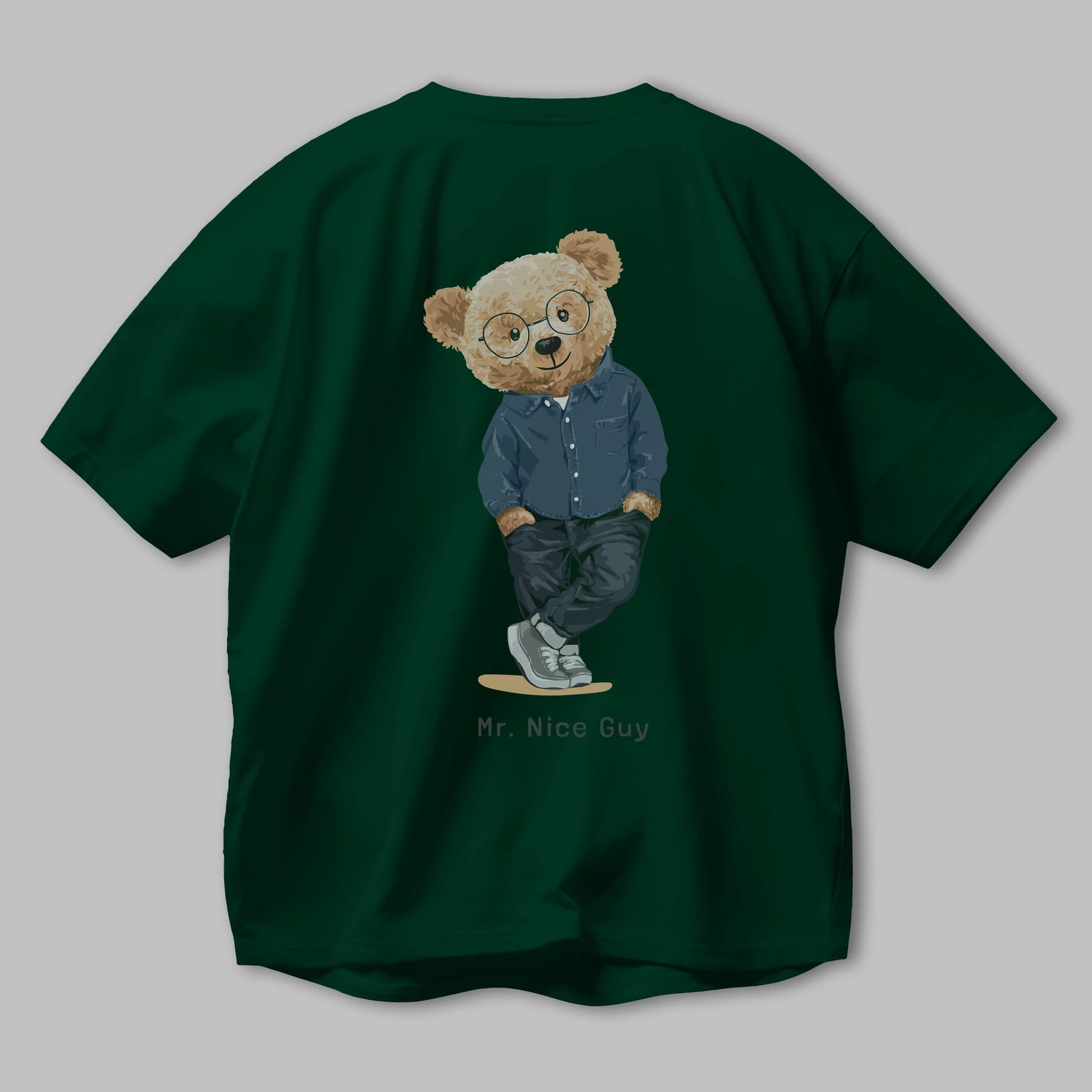 Teddy Bear Mr. Nice Guy Arka Baskılı Oversize t-shirt Erkek Kadın Unisex %100 Pamuk