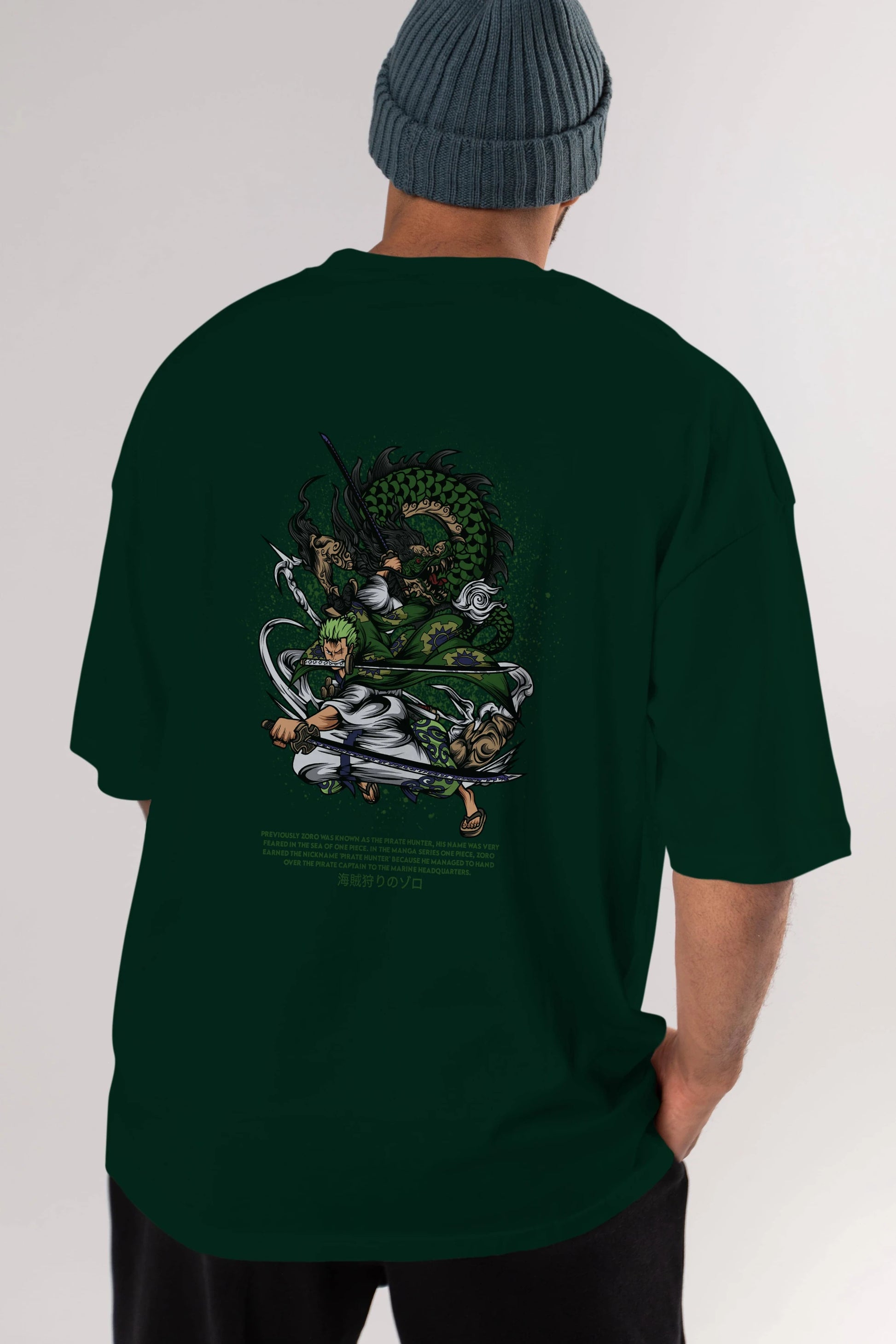 Zoro Anime Arka Baskılı Oversize t-shirt Erkek Kadın Unisex