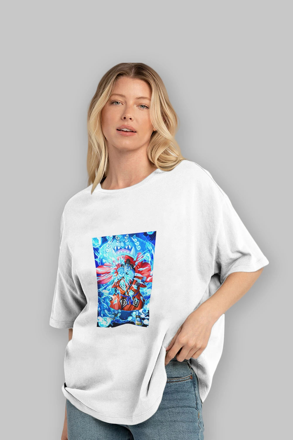 Jinbei Anime Ön Baskılı Oversize t-shirt Erkek Kadın Unisex