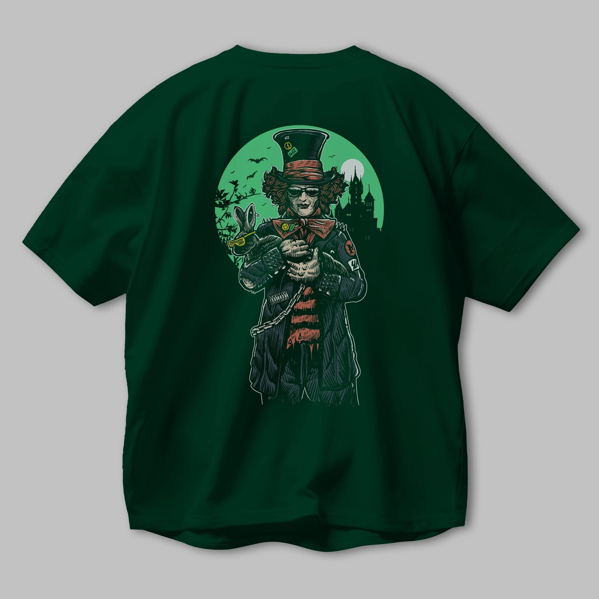 Mad Hatter Arka Baskılı Oversize t-shirt Erkek Kadın Unisex %100 Pamuk