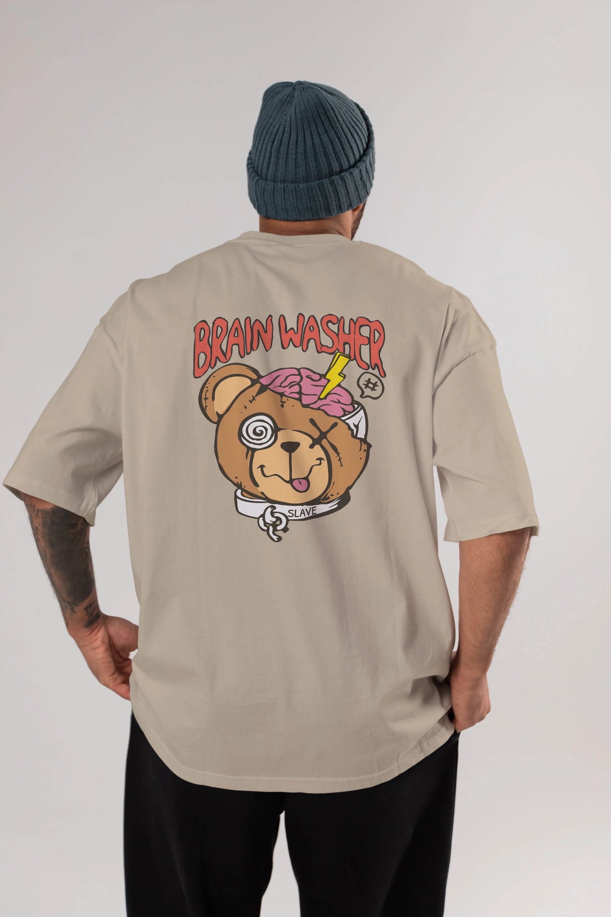 Brain Washer Arka Baskılı Oversize t-shirt Erkek Kadın Unisex