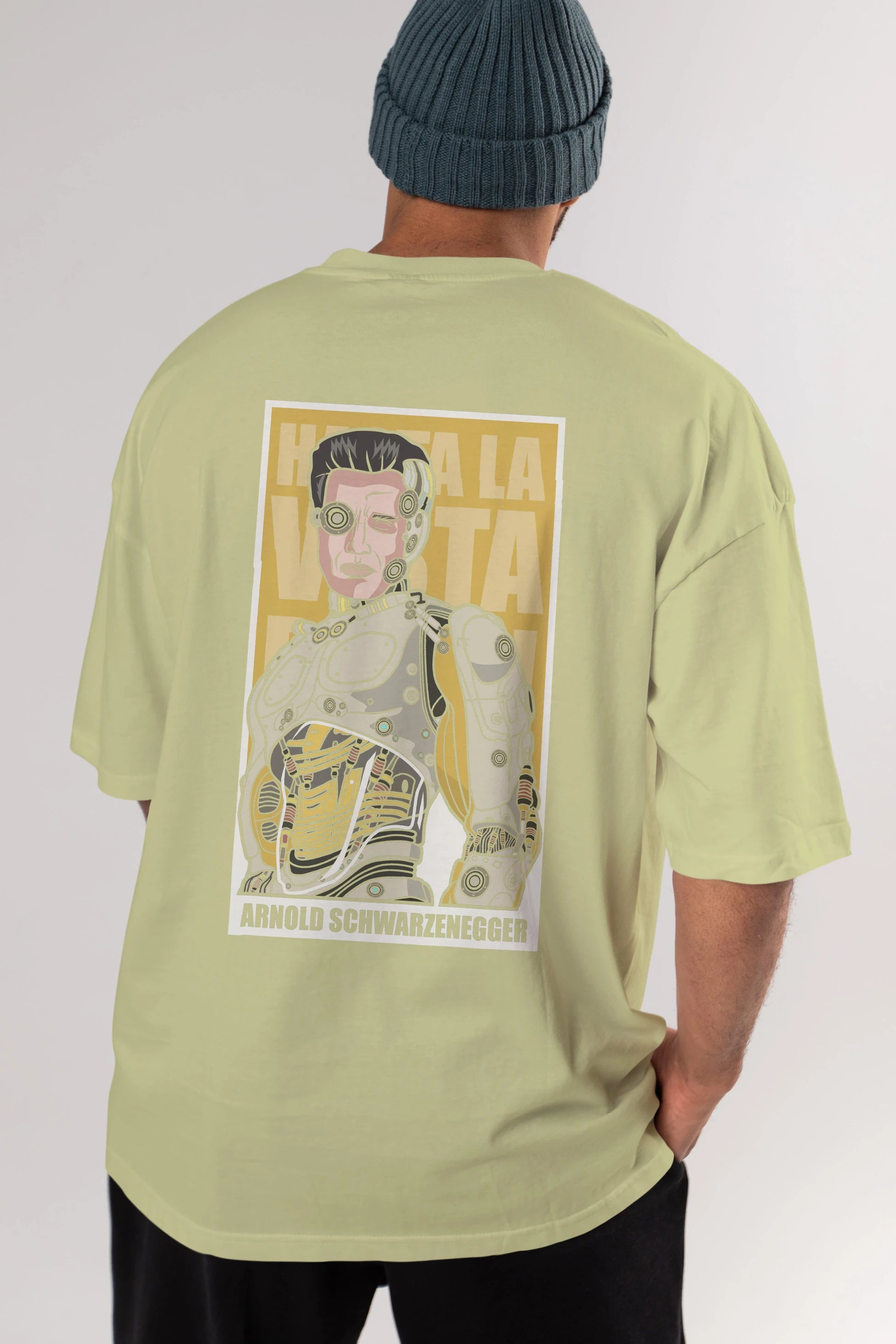 Arnold Robot Human Arka Baskılı Oversize t-shirt Erkek Kadın Unisex %100 Pamuk tişort